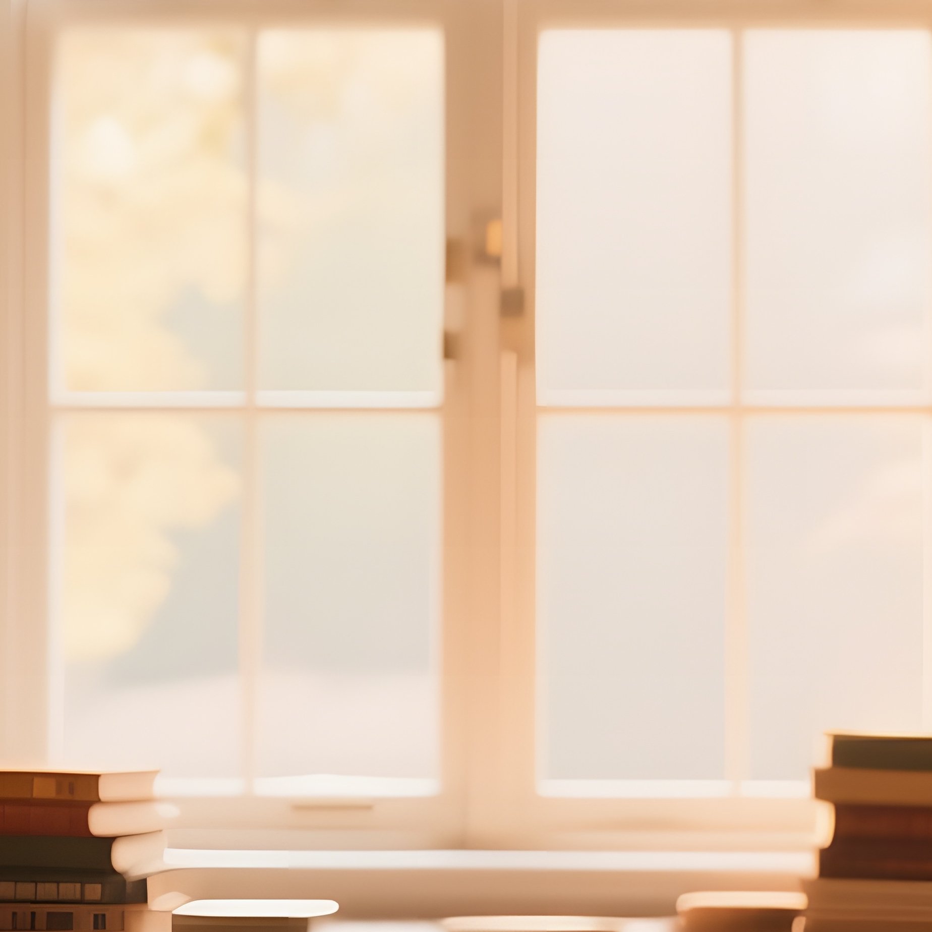 A Quiet Library Reading Nook By A Large Window, Soft Afternoon Light Casting Warm Amber Across - Full Resolution Quality Preview