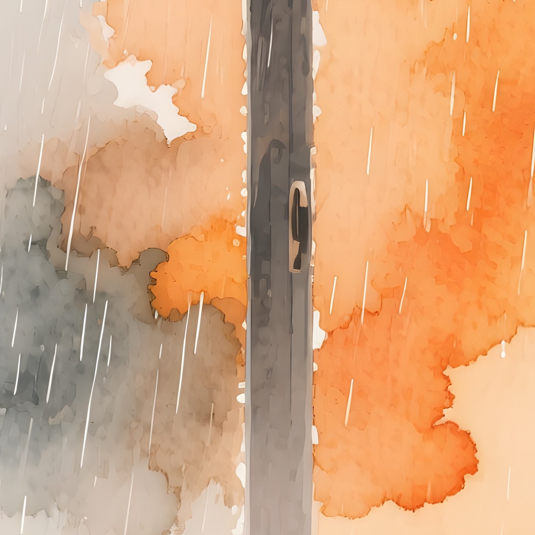 A Quiet Library Reading Nook By A Large Window, Rain Pattering Outside, Watercolor Warm Amber Light - Full Resolution Quality Preview