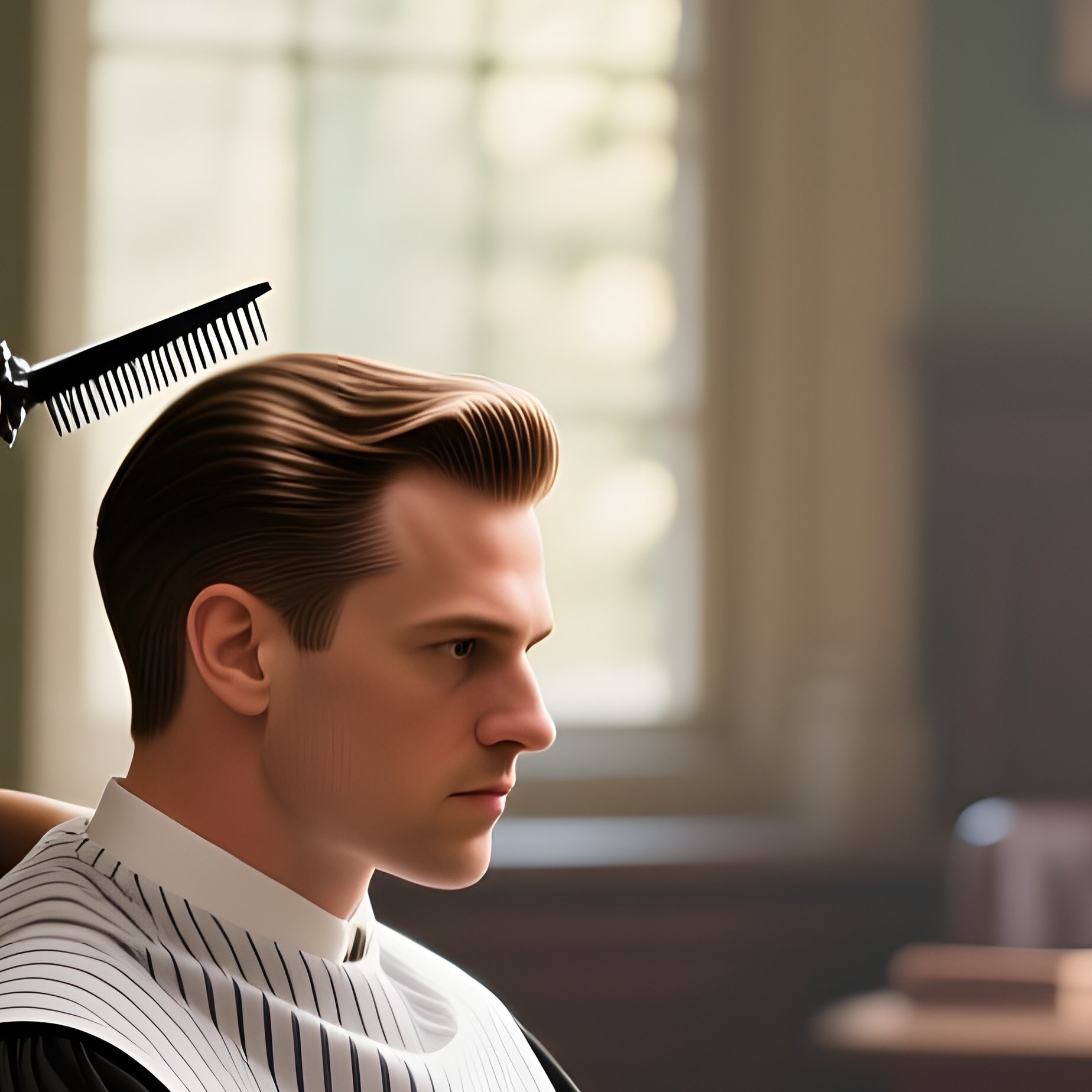 A Quiet Library Reading Room With Tall Wooden Shelves; A Scholar Sits In A Leather Armchair As A - Full Resolution Quality Preview