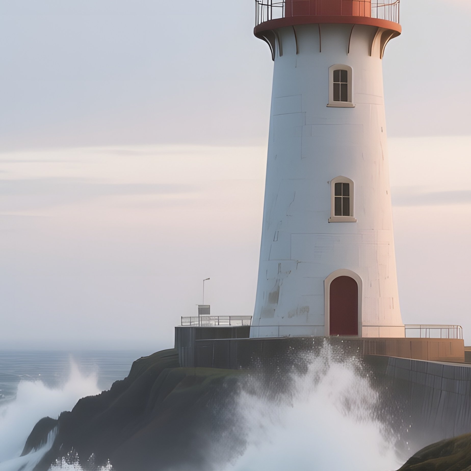 A Quiet Lighthouse Interior Bathed In Soft Amber Light, Brass Lanterns Flickering, Waves Crashing - Full Resolution Quality Preview