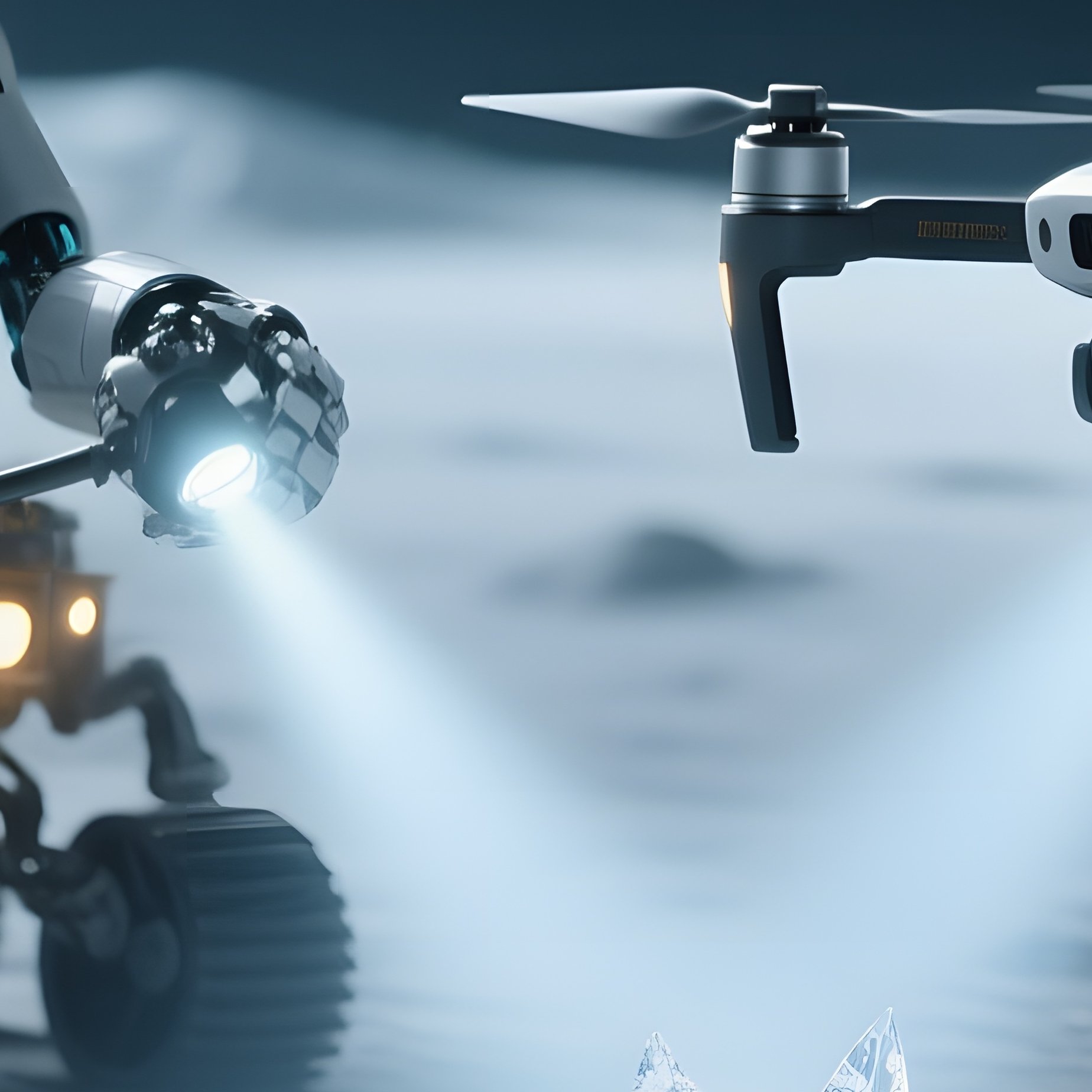 A Quiet Moment Where A Robotic Explorer Deploys A Small Drone Onto An Icy Asteroid’S Surface, The - Full Resolution Quality Preview