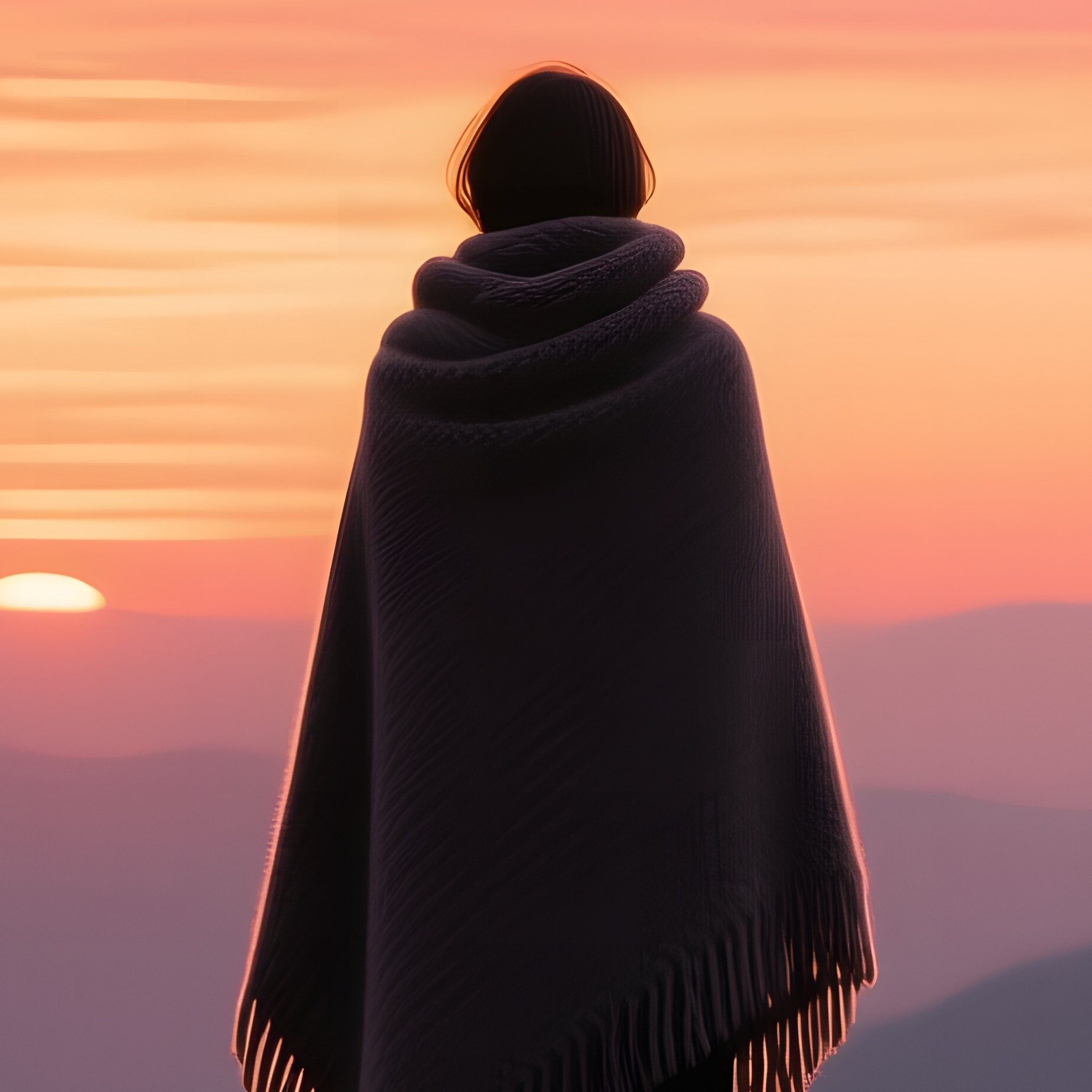 A Quiet Mountain Overlook At Sunset, Rugged Rocks Silhouetted Against A Sky Ablaze With Orange And - Full Resolution Quality Preview