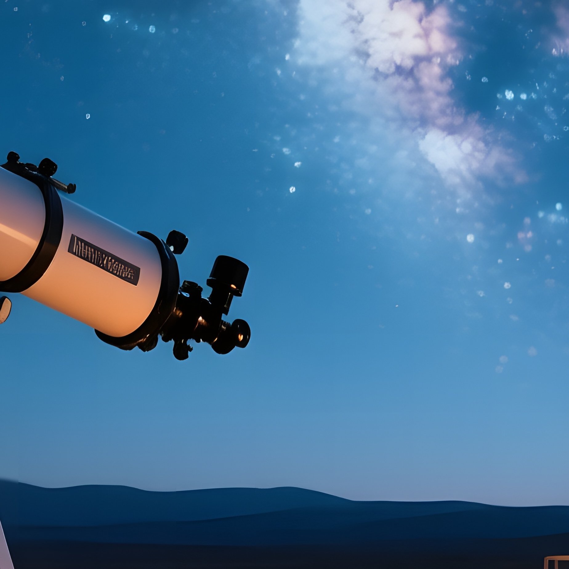 A Quiet Night At A Desert Observatory In New Mexico, Telescope Aimed At Milky Way, Lanterns Casting - Full Resolution Quality Preview
