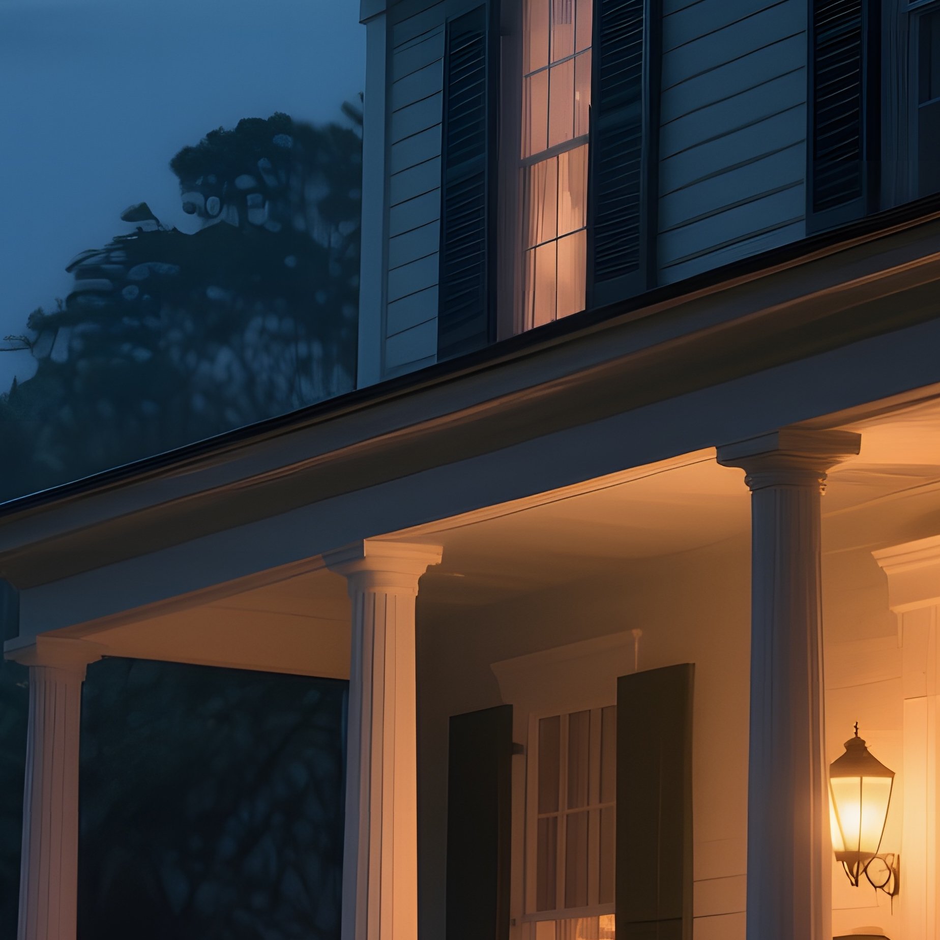 A Quiet Night At A Historic Southern Plantation House, Moonlight Spilling Through Spanish Moss, - Full Resolution Quality Preview