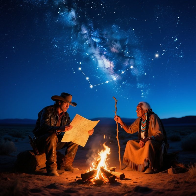 A Quiet Night By A Crackling Campfire In A High Desert Stars Blazing Overhead A Cowboy Reads A