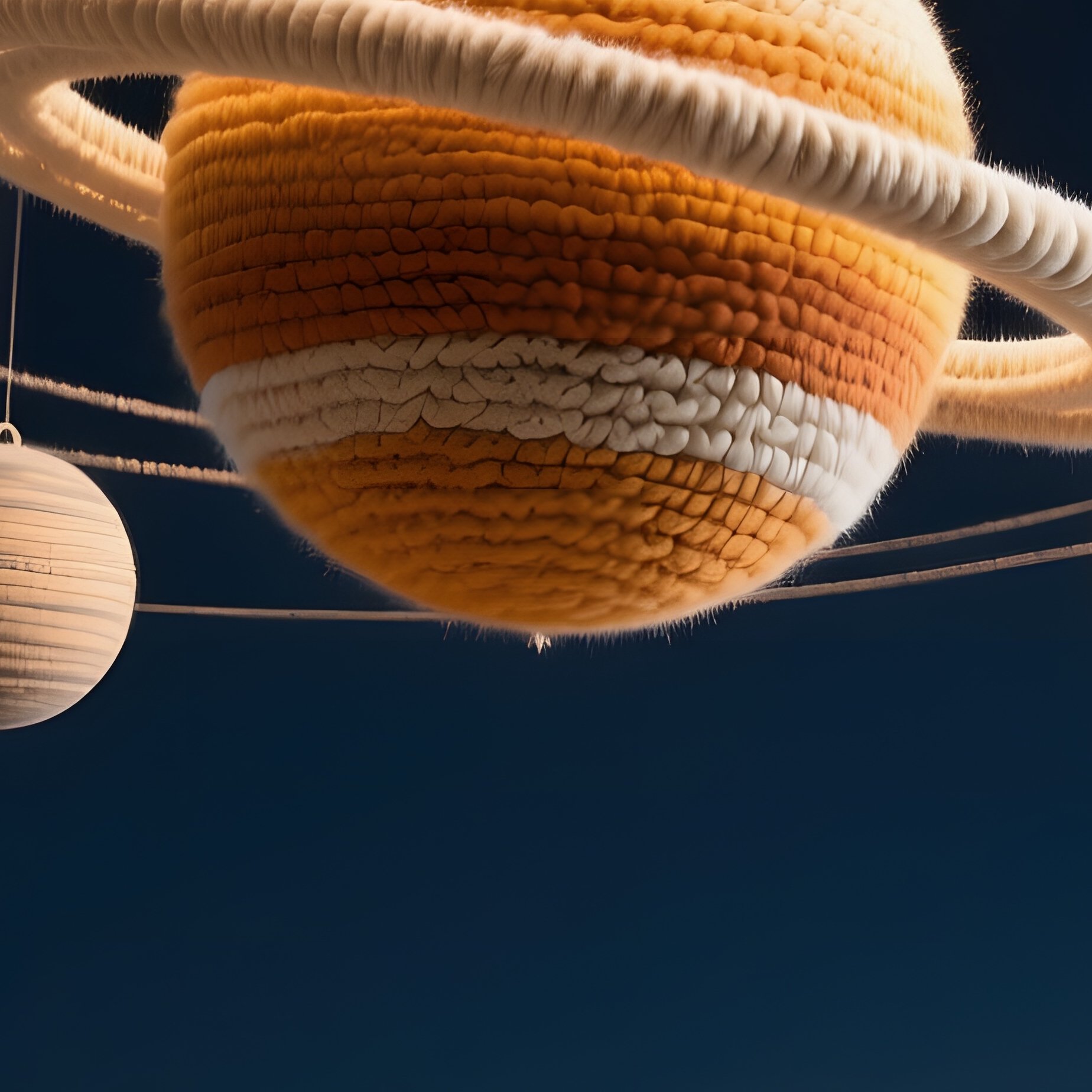 A Quiet Rooftop Observatory At Night, With A Large Wool Model Of The Solar System Suspended From - Full Resolution Quality Preview