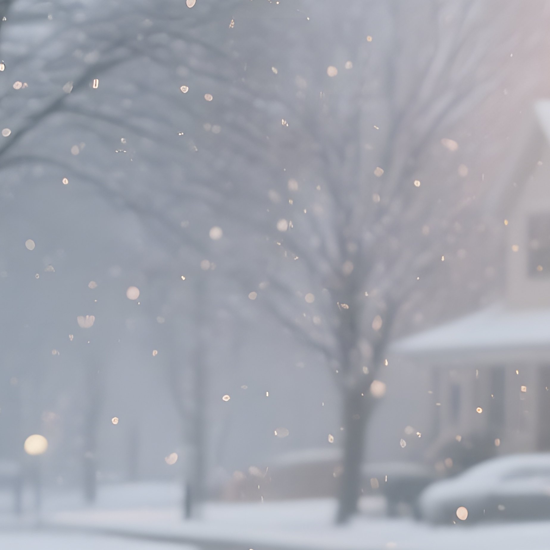 A Quiet Suburban Park In Early Winter, Bare Trees Dusted With Light Snow, Bench Illuminated By A - Full Resolution Quality Preview
