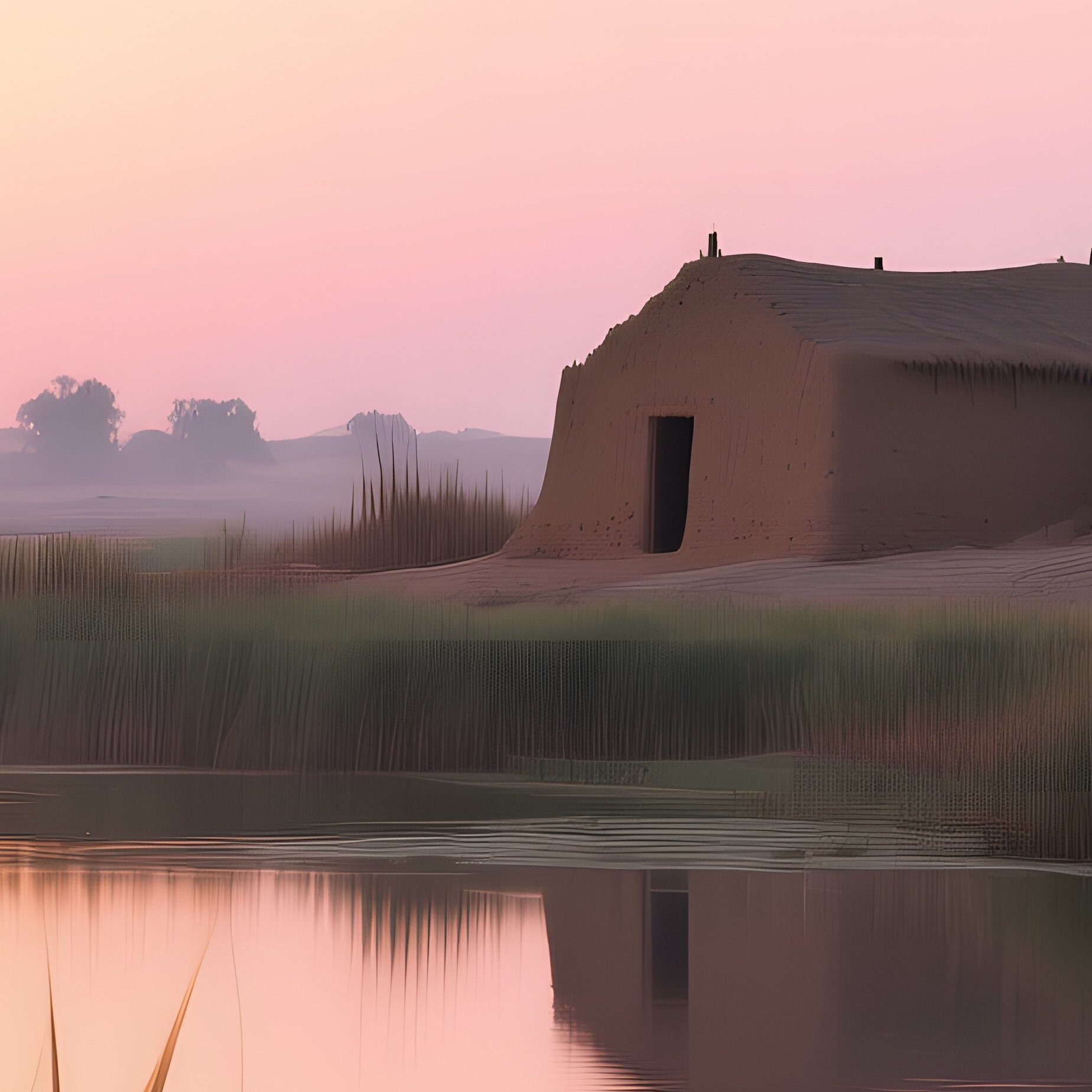 A Quiet Sunrise Over A Nile Floodplain, Papyrus Reeds Swaying In Gentle Breezes, Distant - Full Resolution Quality Preview