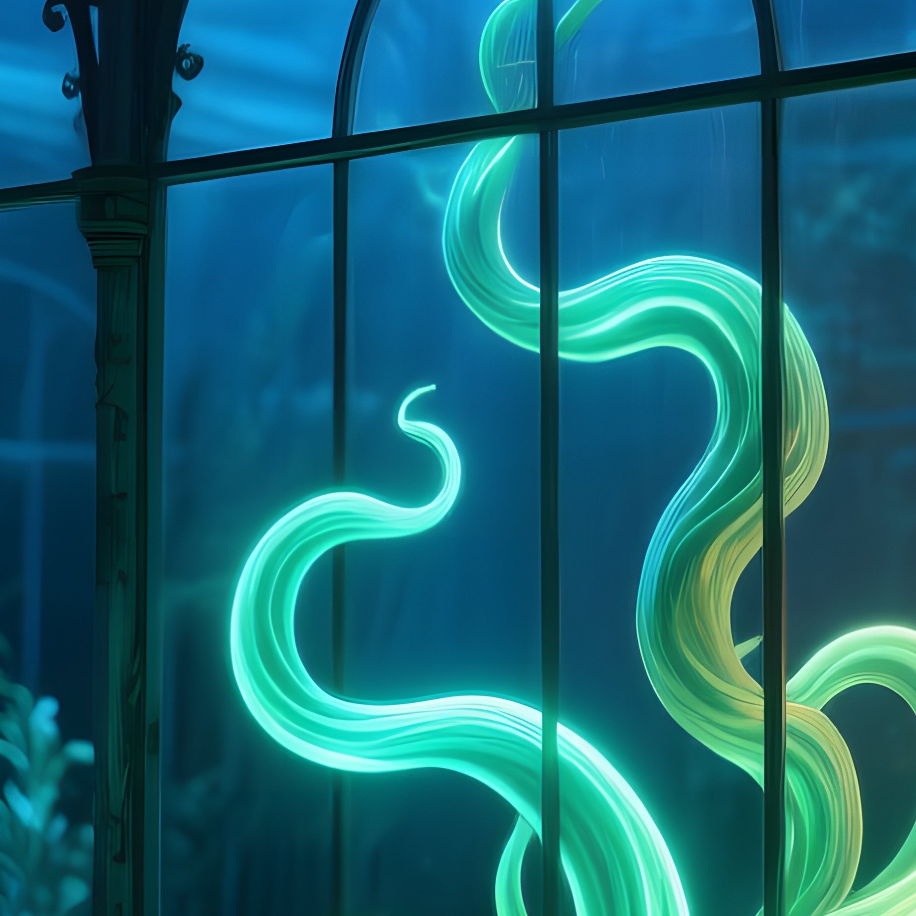 A Quiet Victorian Greenhouse At Night Bioluminescent Plants - Full Resolution Quality Preview