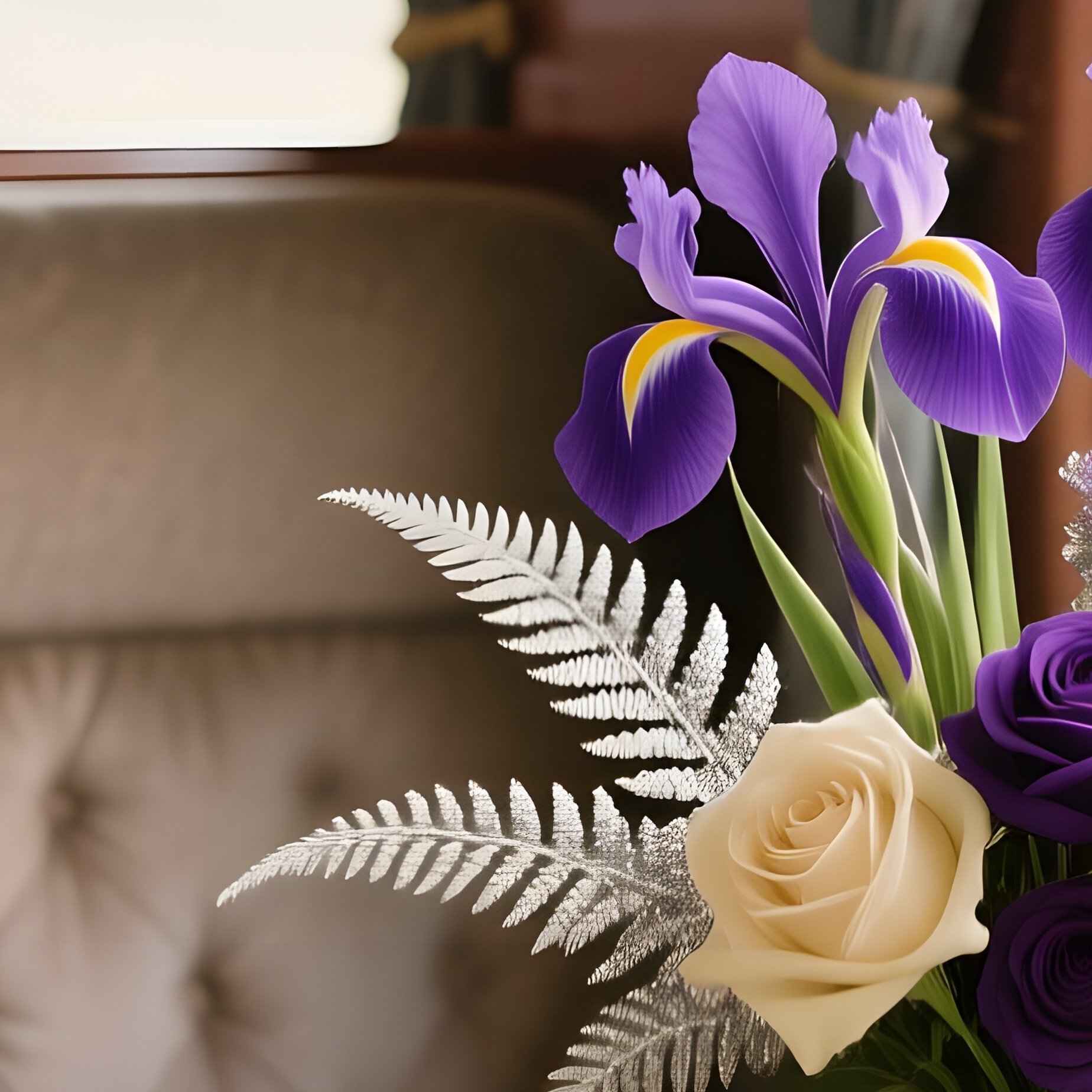 A Quiet Vintage Train Carriage Interior With Plush Seats, Where A Small Side Table Displays An - Full Resolution Quality Preview