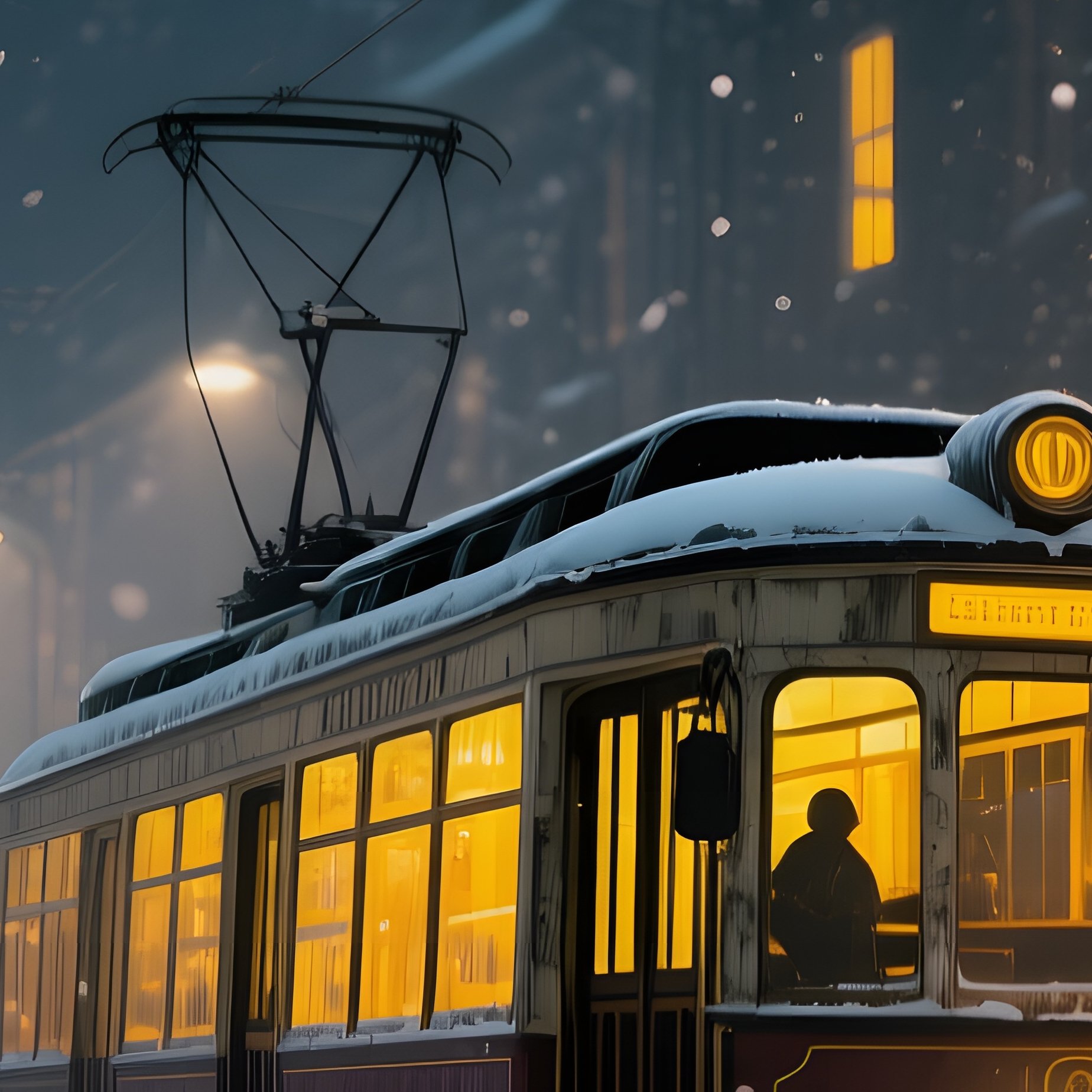 A Quiet Winter Night With The Seven Sisters Illuminated By Streetlamps, Their Windows Glowing Warm - Full Resolution Quality Preview