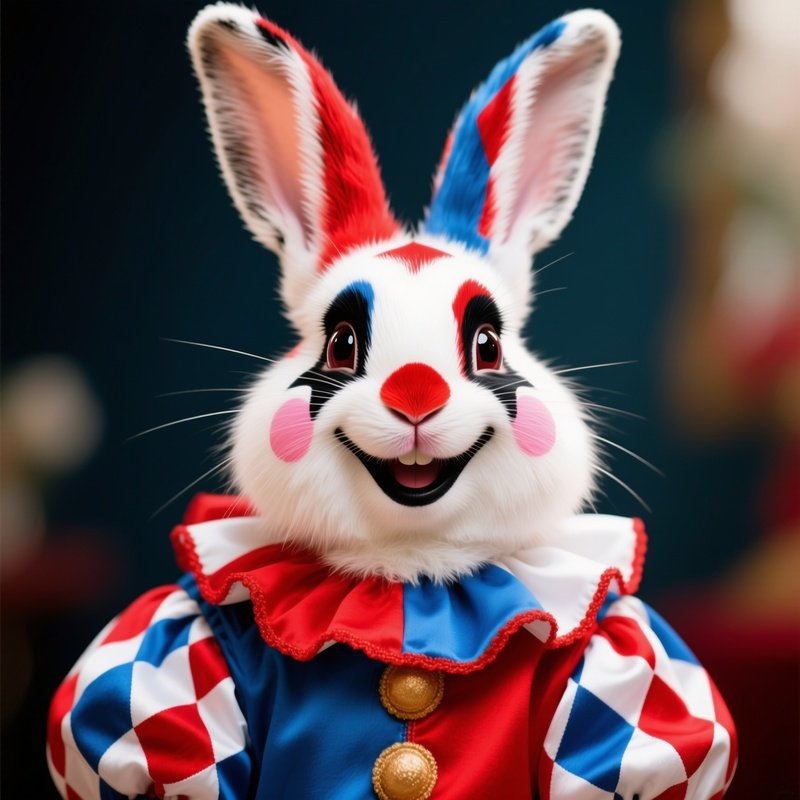 A Rabbit In A Harlequin Costume