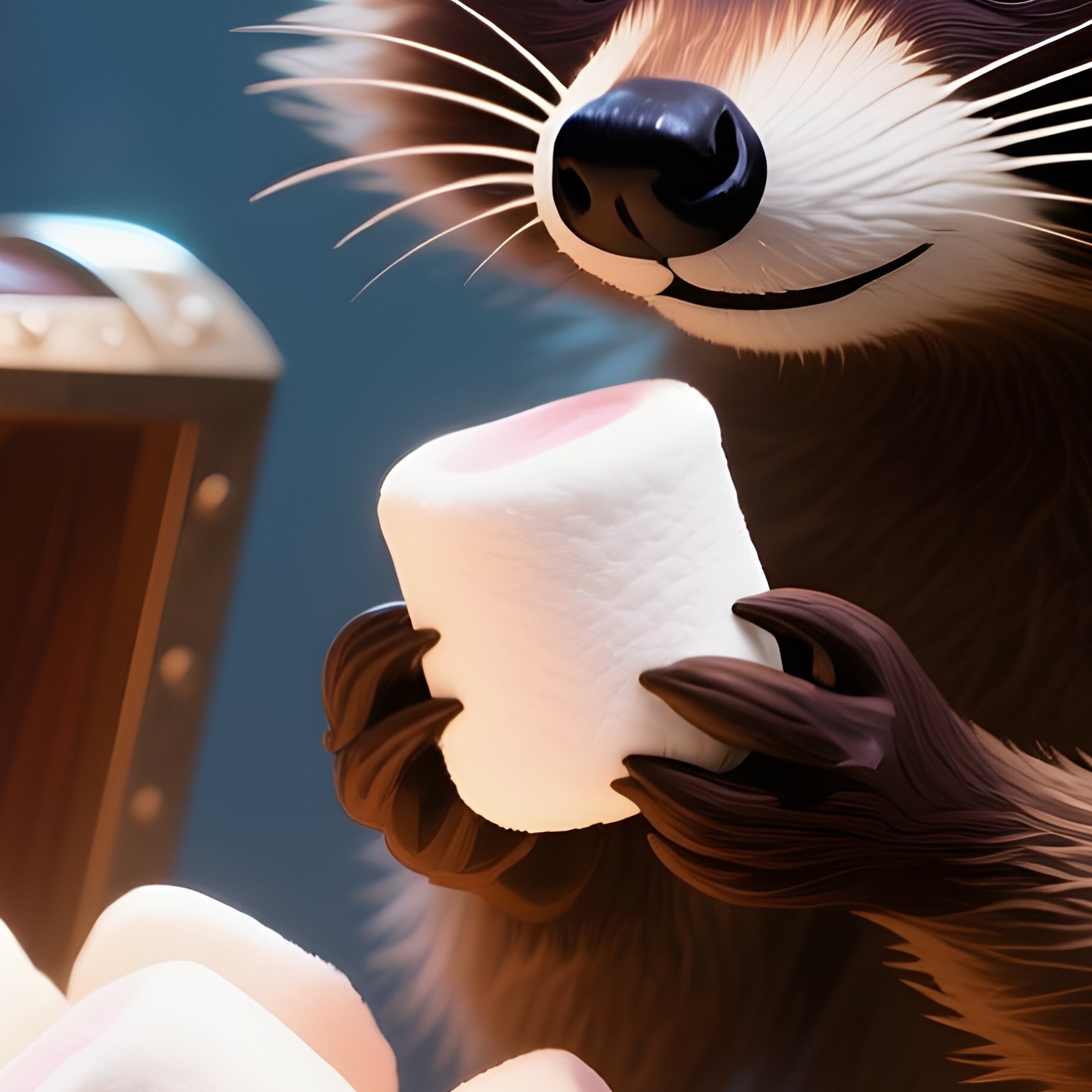 A Raccoon Opening A Treasure Chest Full Of Marshmallows Digital Art - Full Resolution Quality Preview