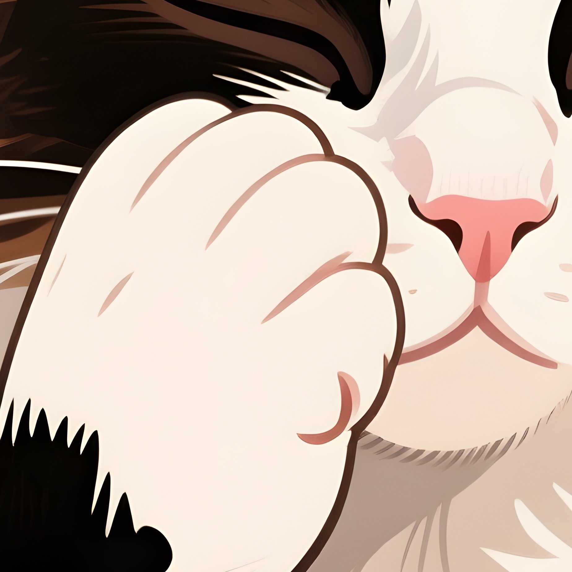 A Ragamuffin Cat Licking Paw And Wiping Face Illustration - Full Resolution Quality Preview