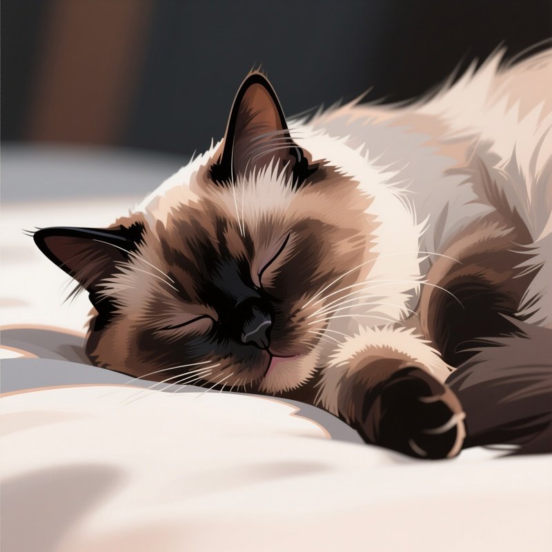 A Ragamuffin Cat Purring With Half Closed Eyes