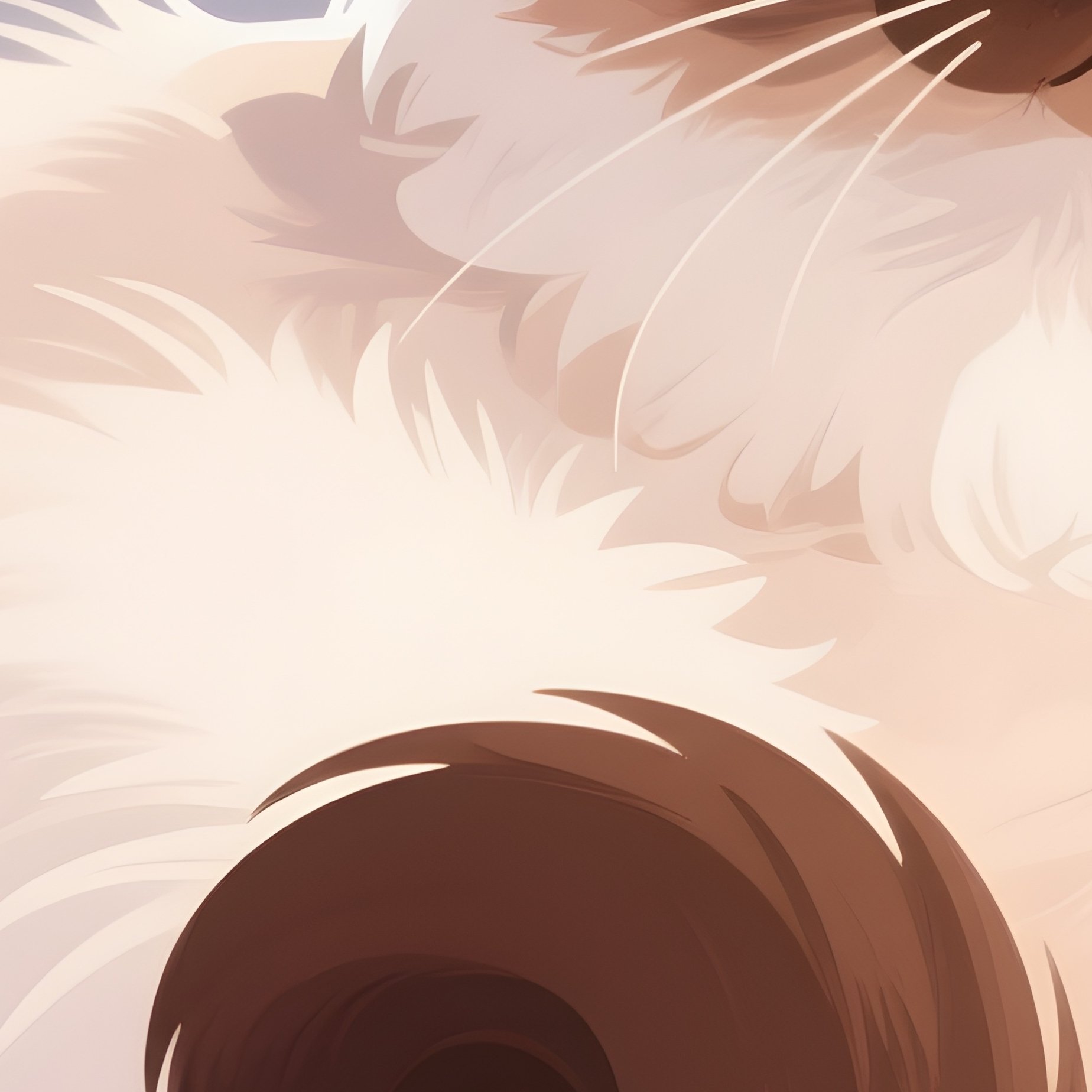 A Ragamuffin Cat Sitting With Neatly Wrapped Tail Around Paws Illustration - Full Resolution Quality Preview