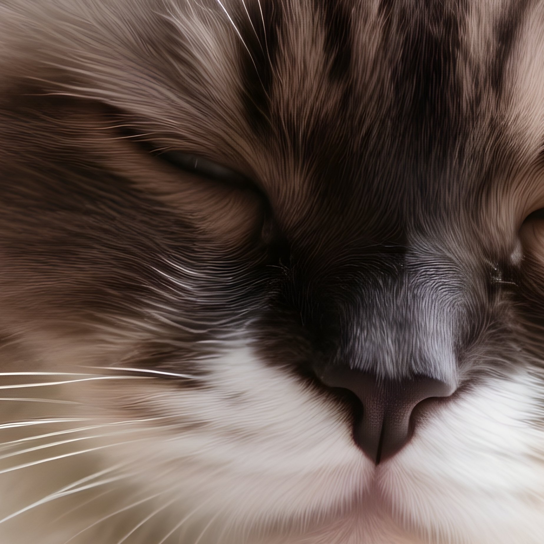A Ragamuffin Cat Sleeping Comfortably On Its Paw - Full Resolution Quality Preview