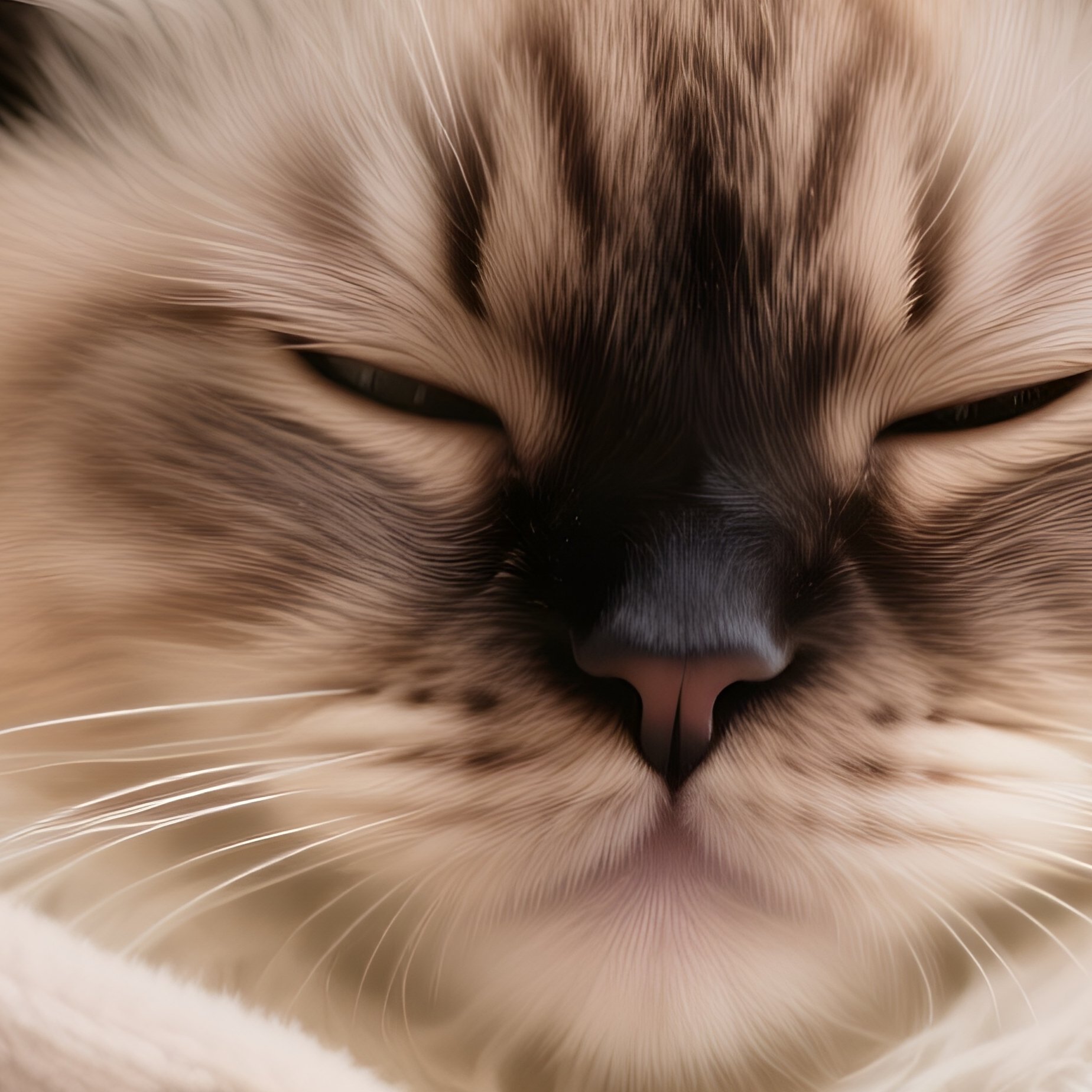 A Ragamuffin Cat Sleeping In A Hoodie - Full Resolution Quality Preview