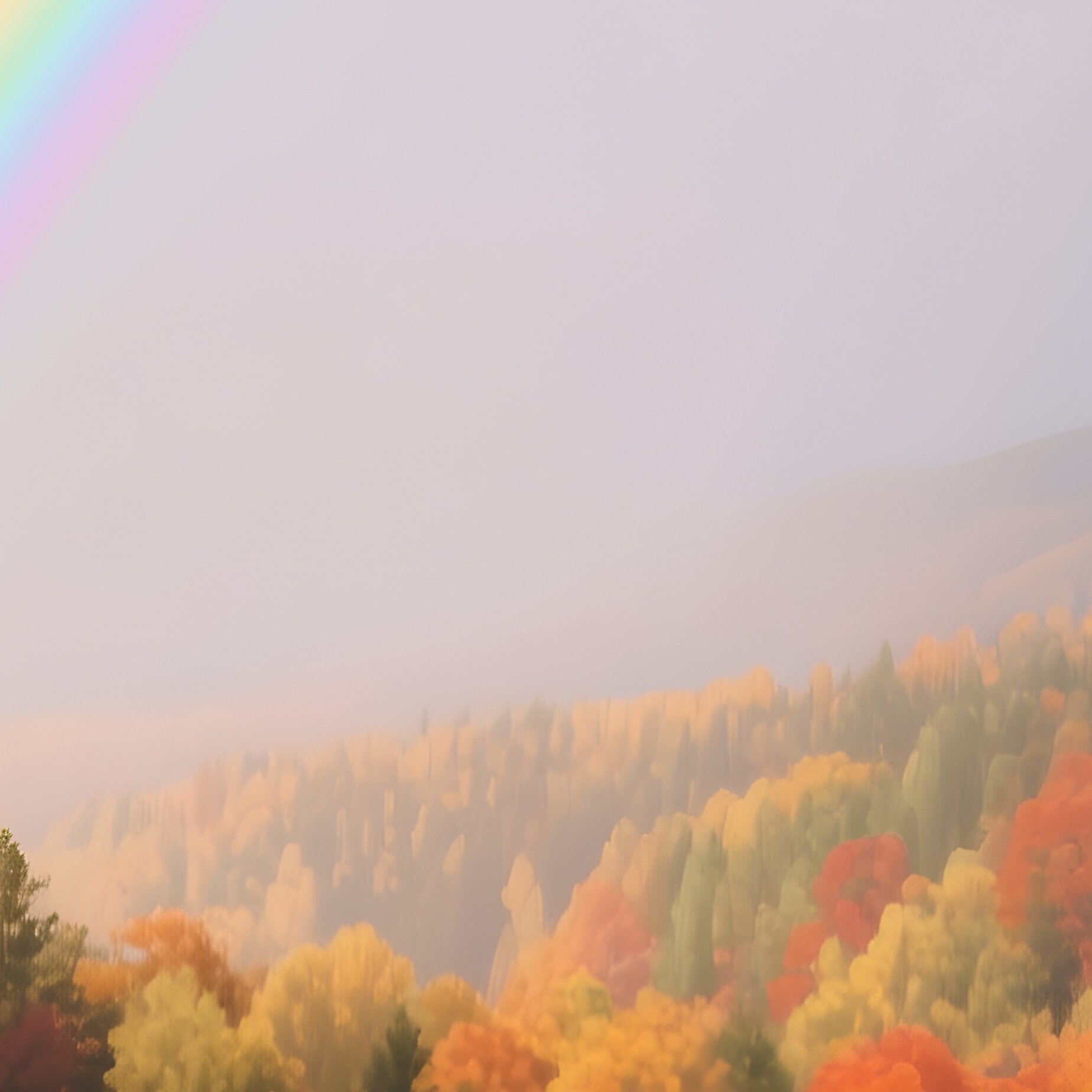 A Rainbow Appearing Above A Vibrant Autumn Forest - Full Resolution Quality Preview
