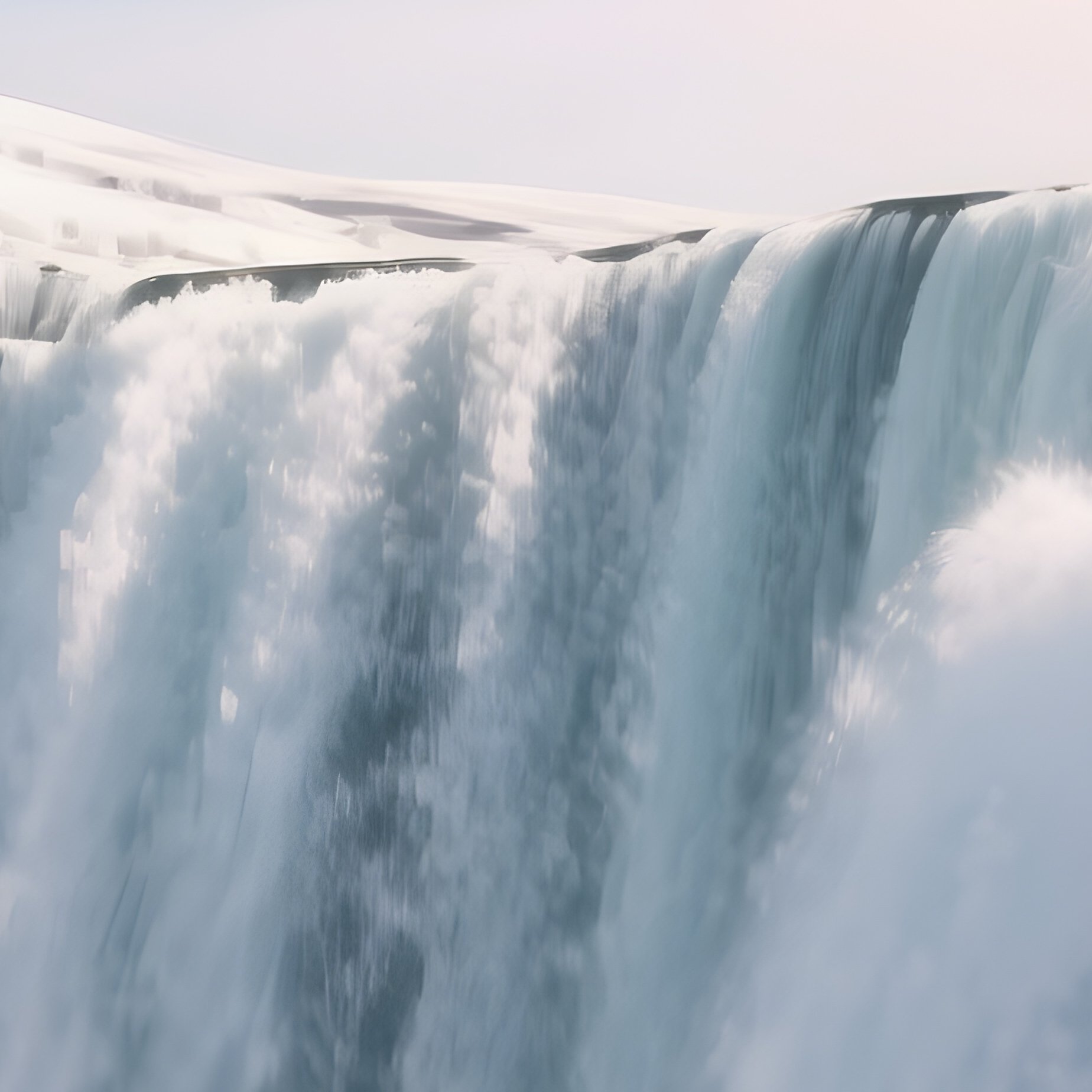 A Rainbow Arching Above A Frozen Waterfall In Winter Sun - Full Resolution Quality Preview