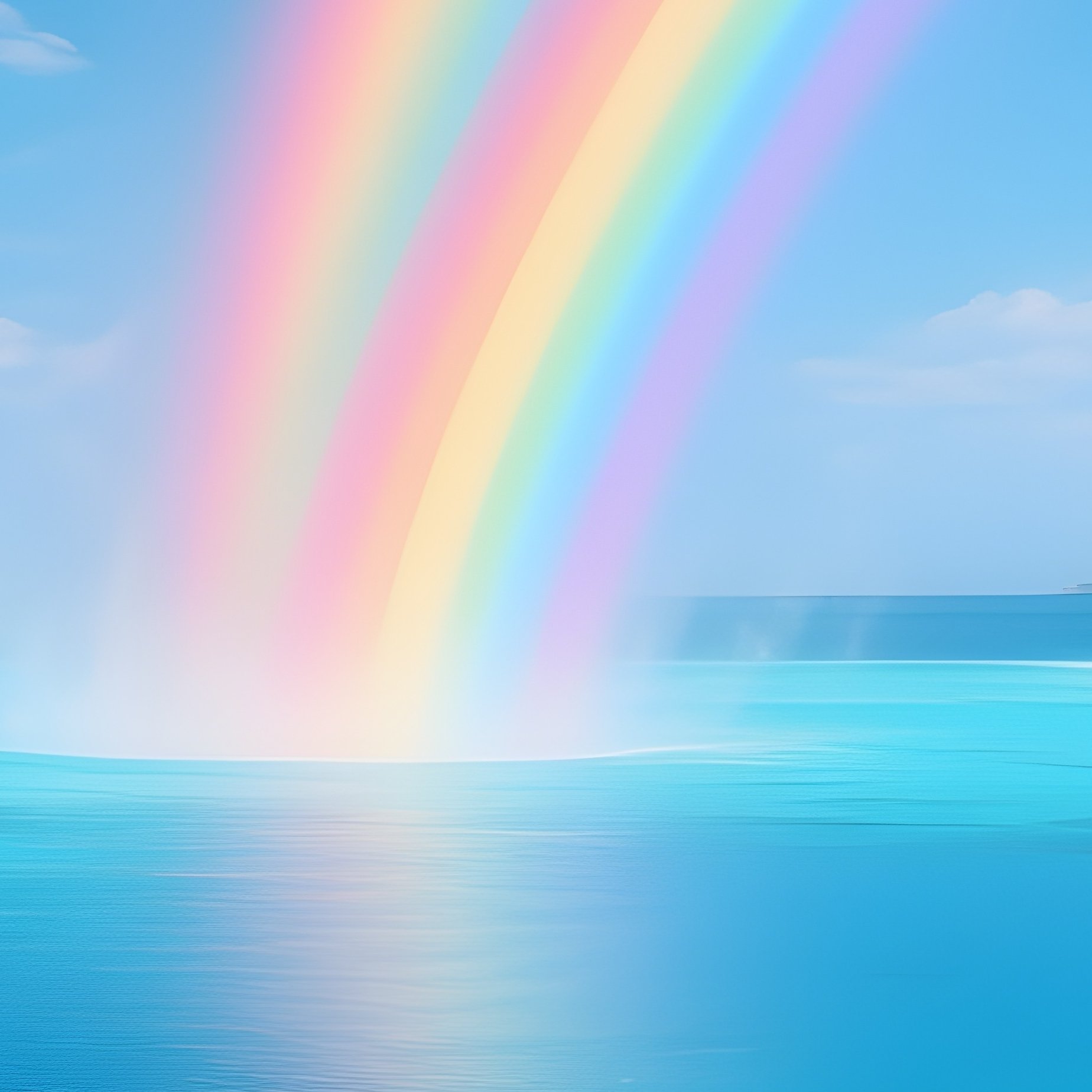 A Rainbow Emerging Above A Coral Blue Lagoon - Full Resolution Quality Preview