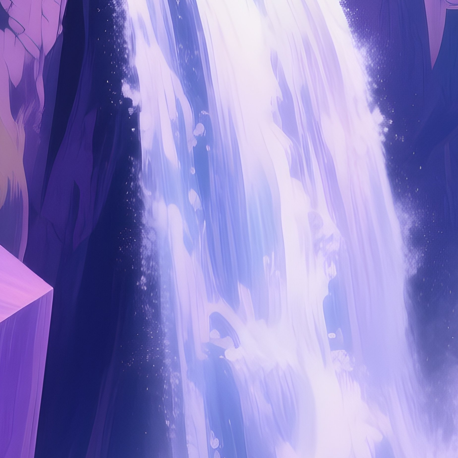 A Rainbow Falling Directly Behind A Cliffside Waterfall Abstract - Full Resolution Quality Preview