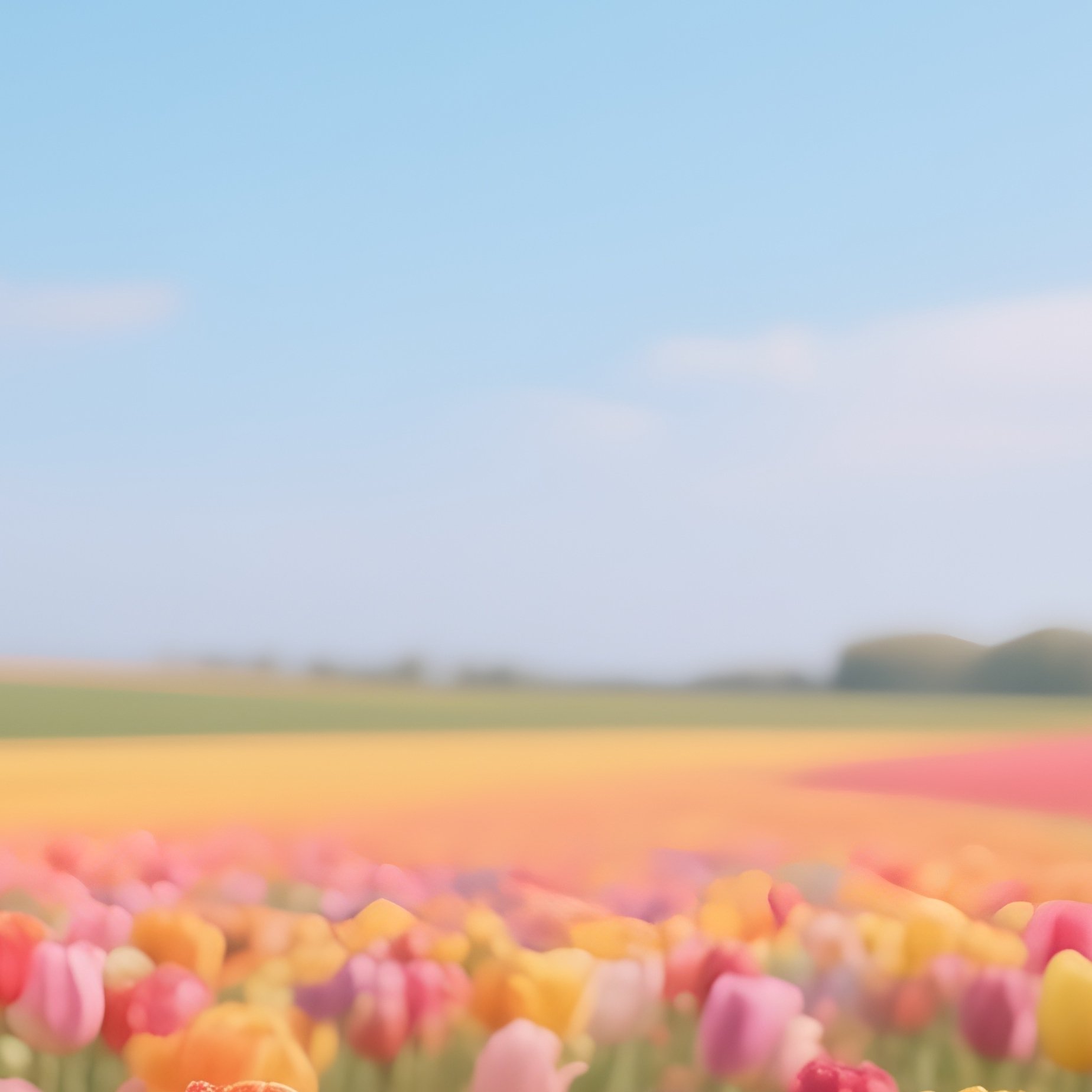 A Rainbow Forming Above A Field Of Colorful Tulips - Full Resolution Quality Preview