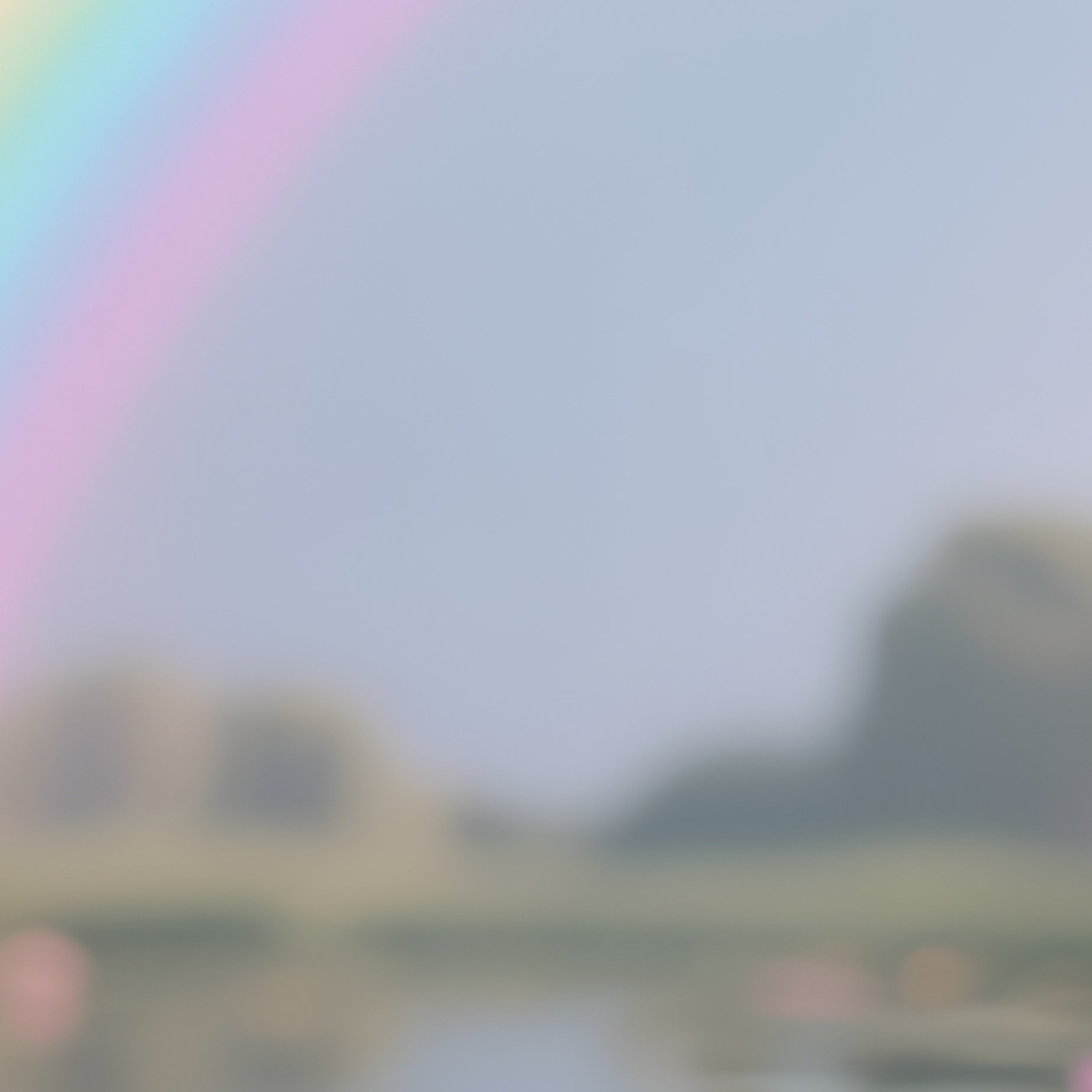 A Rainbow Glowing Above A Tranquil Lotus Pond - Full Resolution Quality Preview