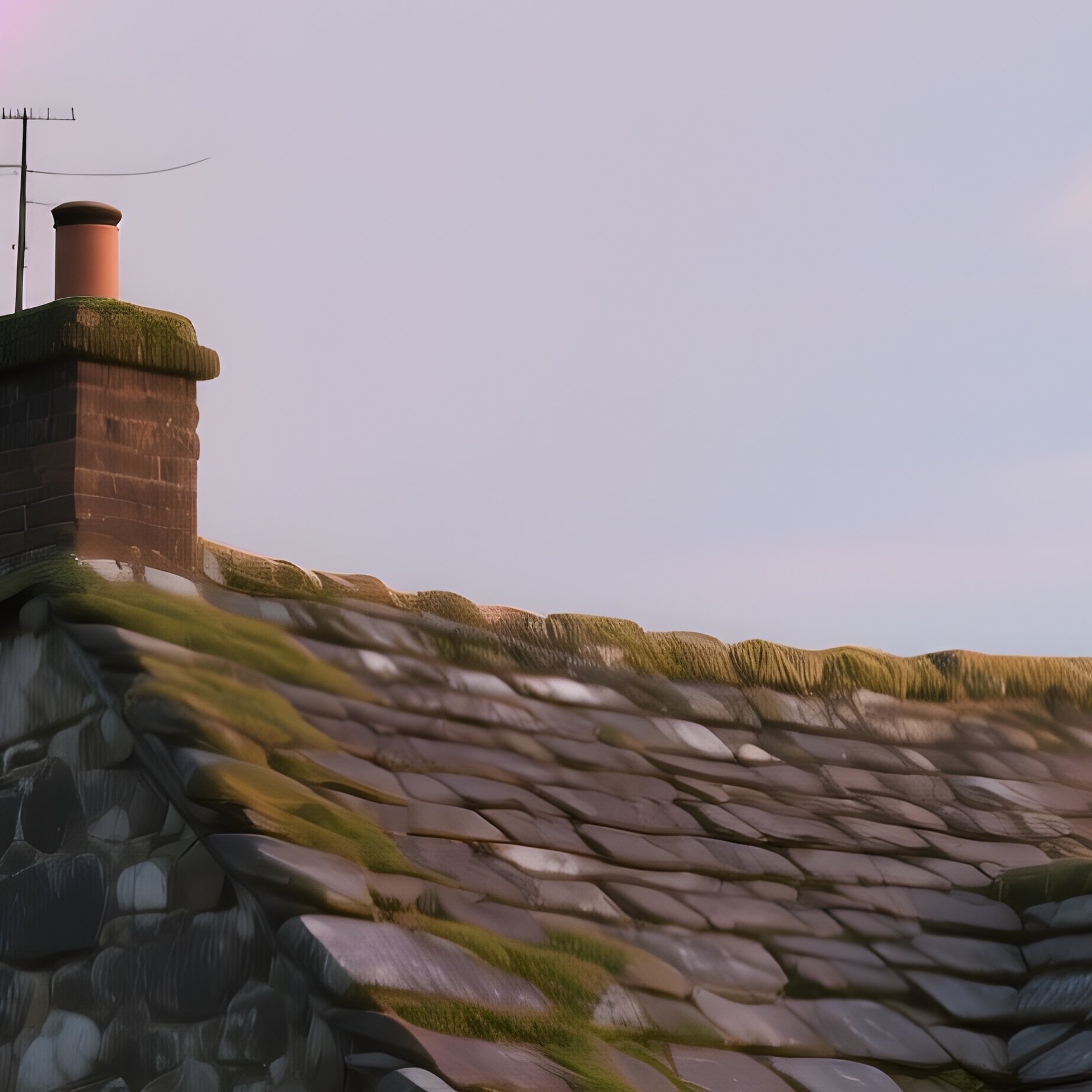 A Rainbow Glowing Behind A Small Stone Cottage In The Countryside - Full Resolution Quality Preview