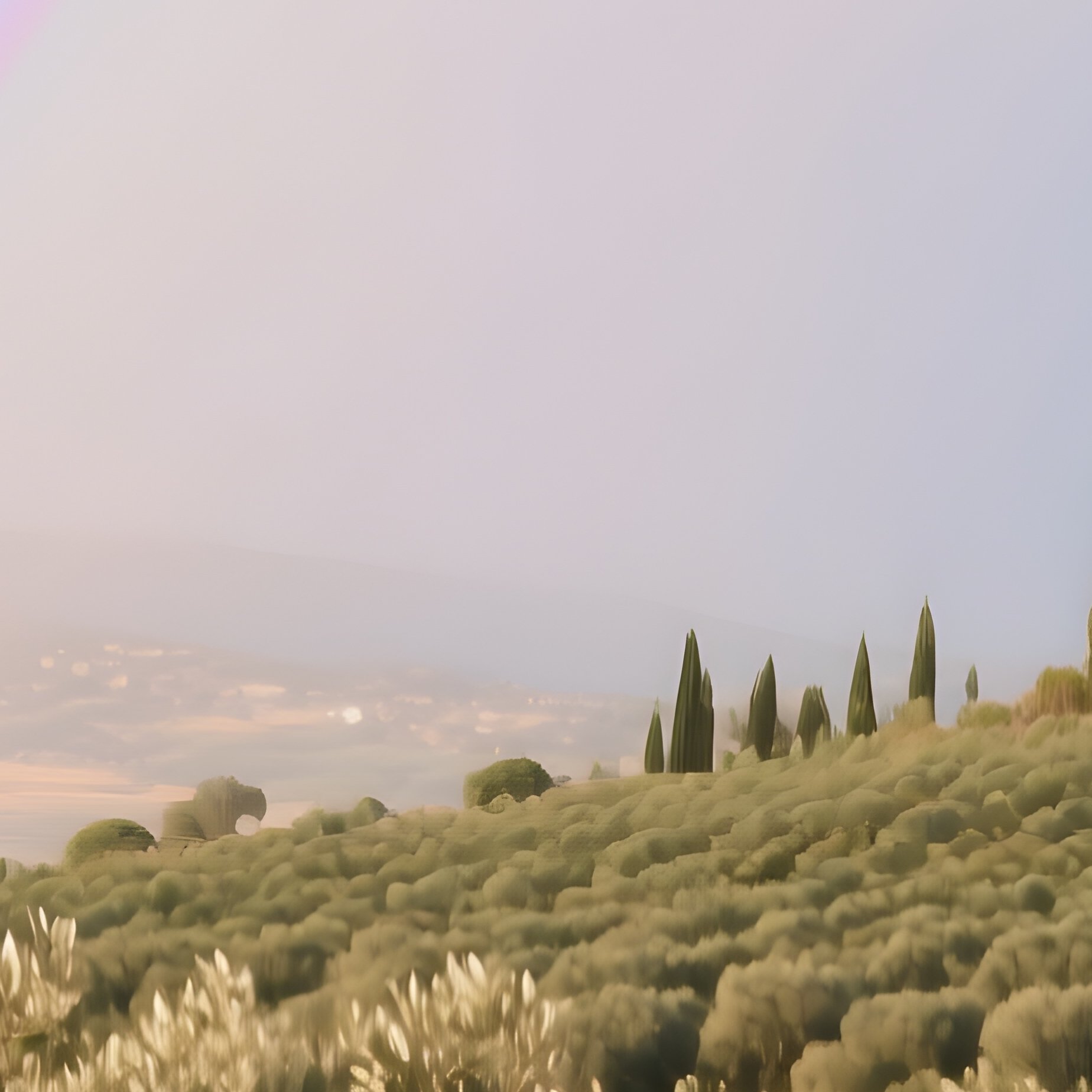 A Rainbow Glowing Behind Mediterranean Olive Groves - Full Resolution Quality Preview