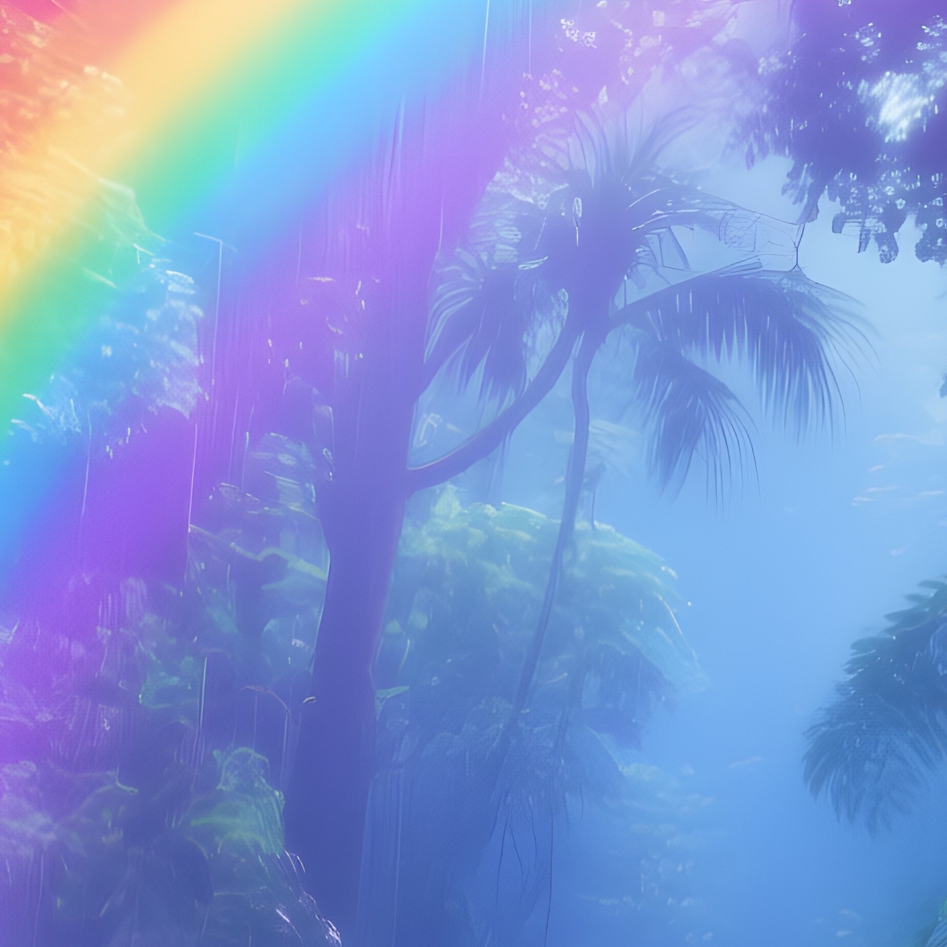 A Rainbow Glowing Over A Rainforest Canopy - Full Resolution Quality Preview