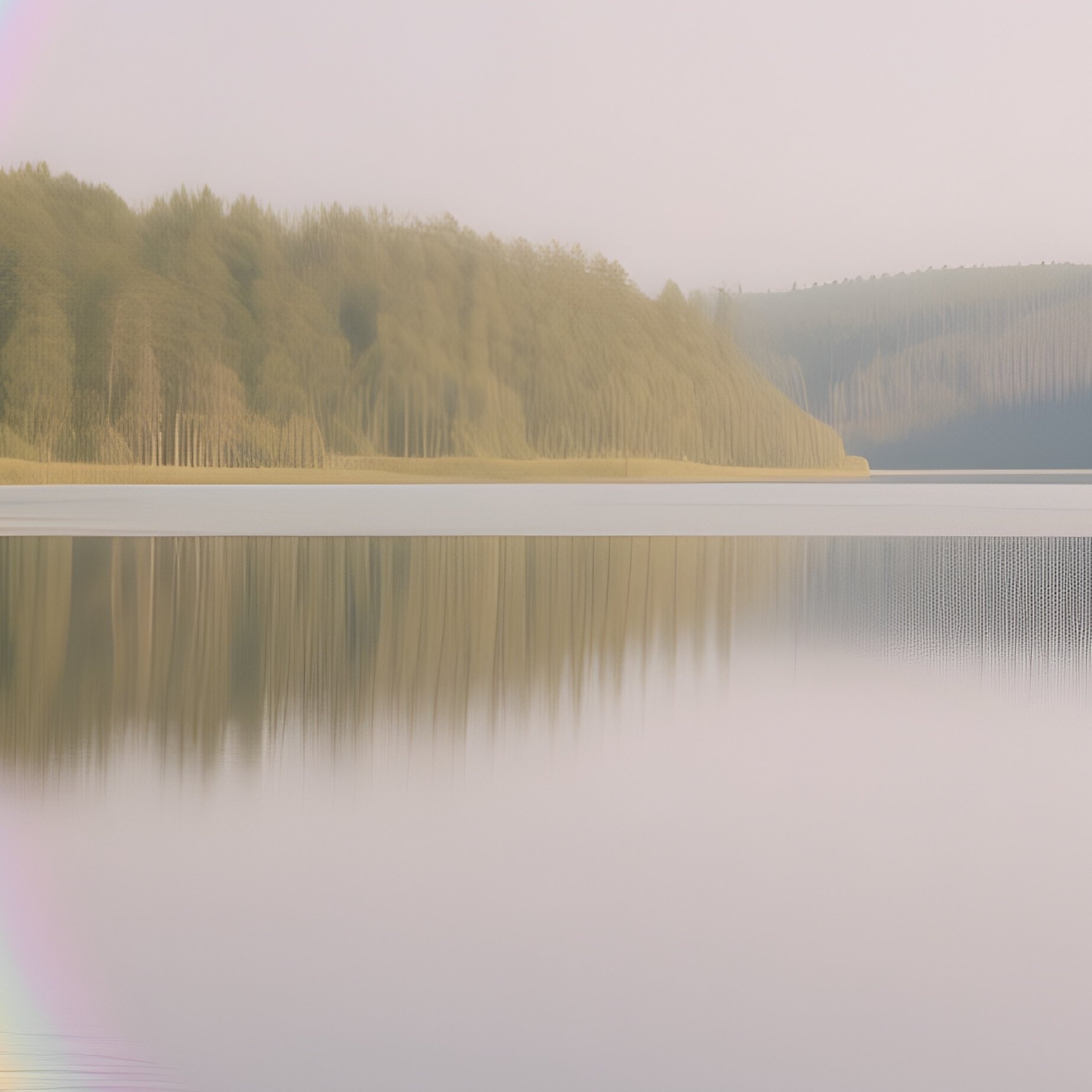 A Rainbow Reflected In The Smooth Surface Of A Quiet Lake - Full Resolution Quality Preview