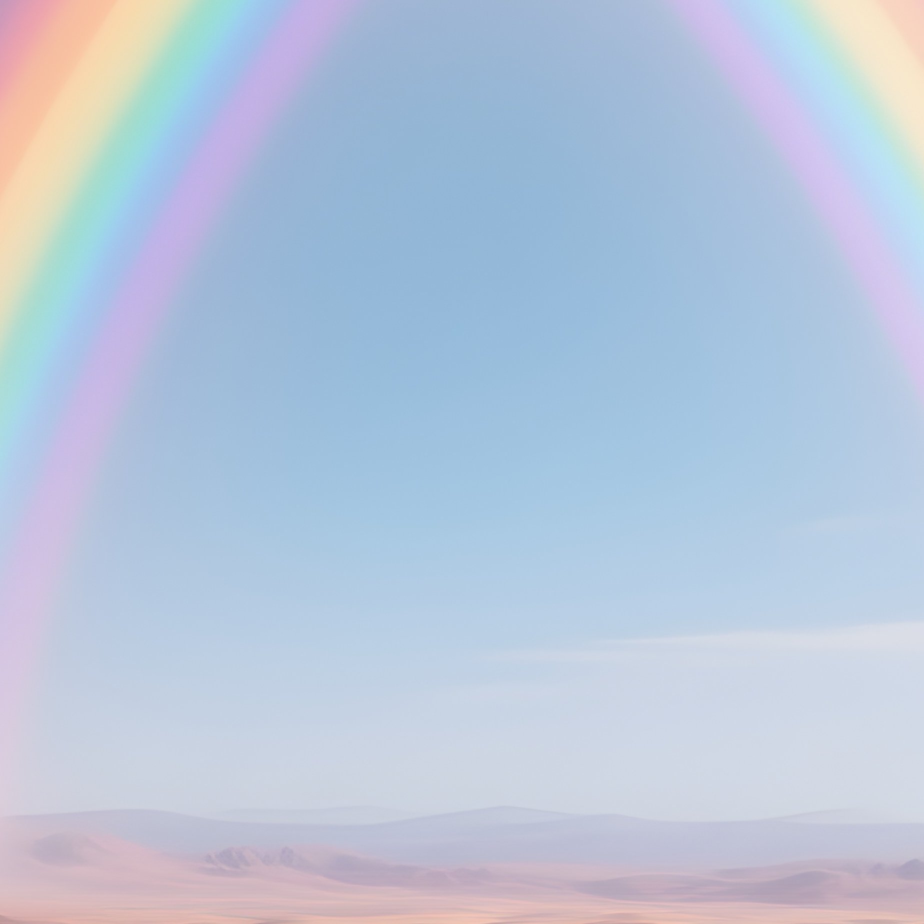 A Rainbow Rising Above A Desert Oasis - Full Resolution Quality Preview