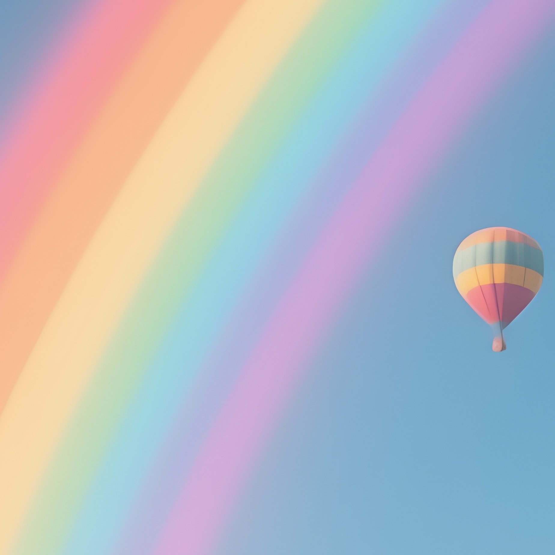 A Rainbow Rising Above Drifting Hot Air Balloons - Full Resolution Quality Preview