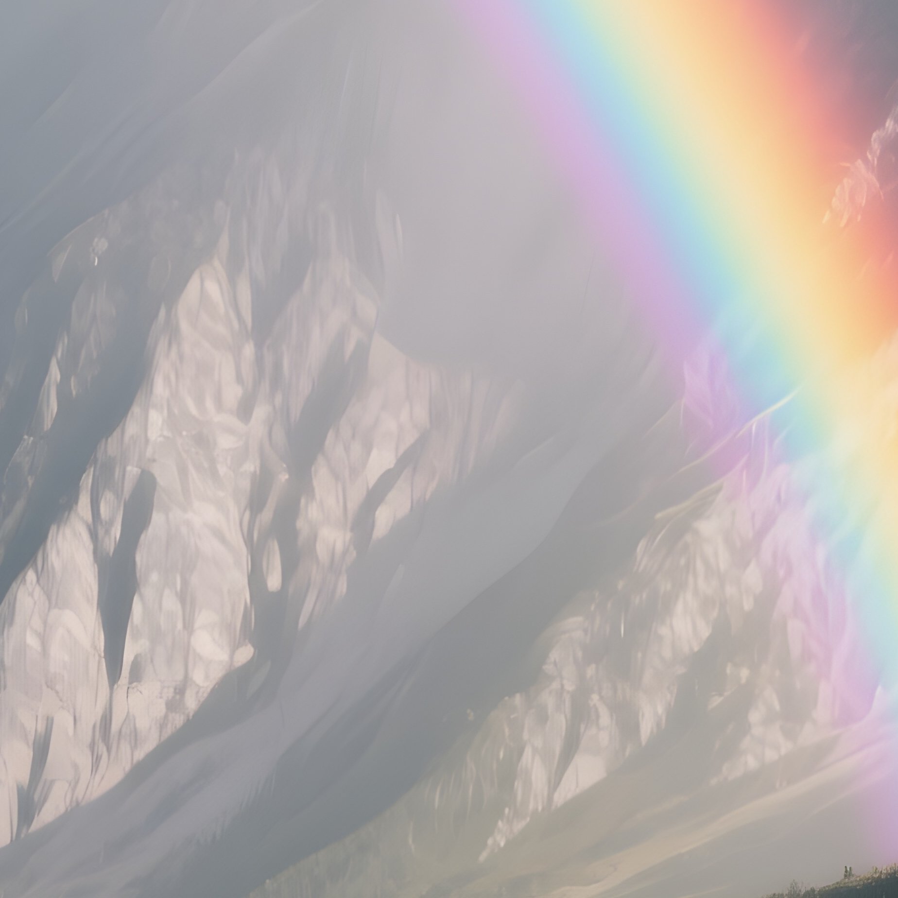 A Rainbow Rising Behind A Rugged Mountain Trail - Full Resolution Quality Preview