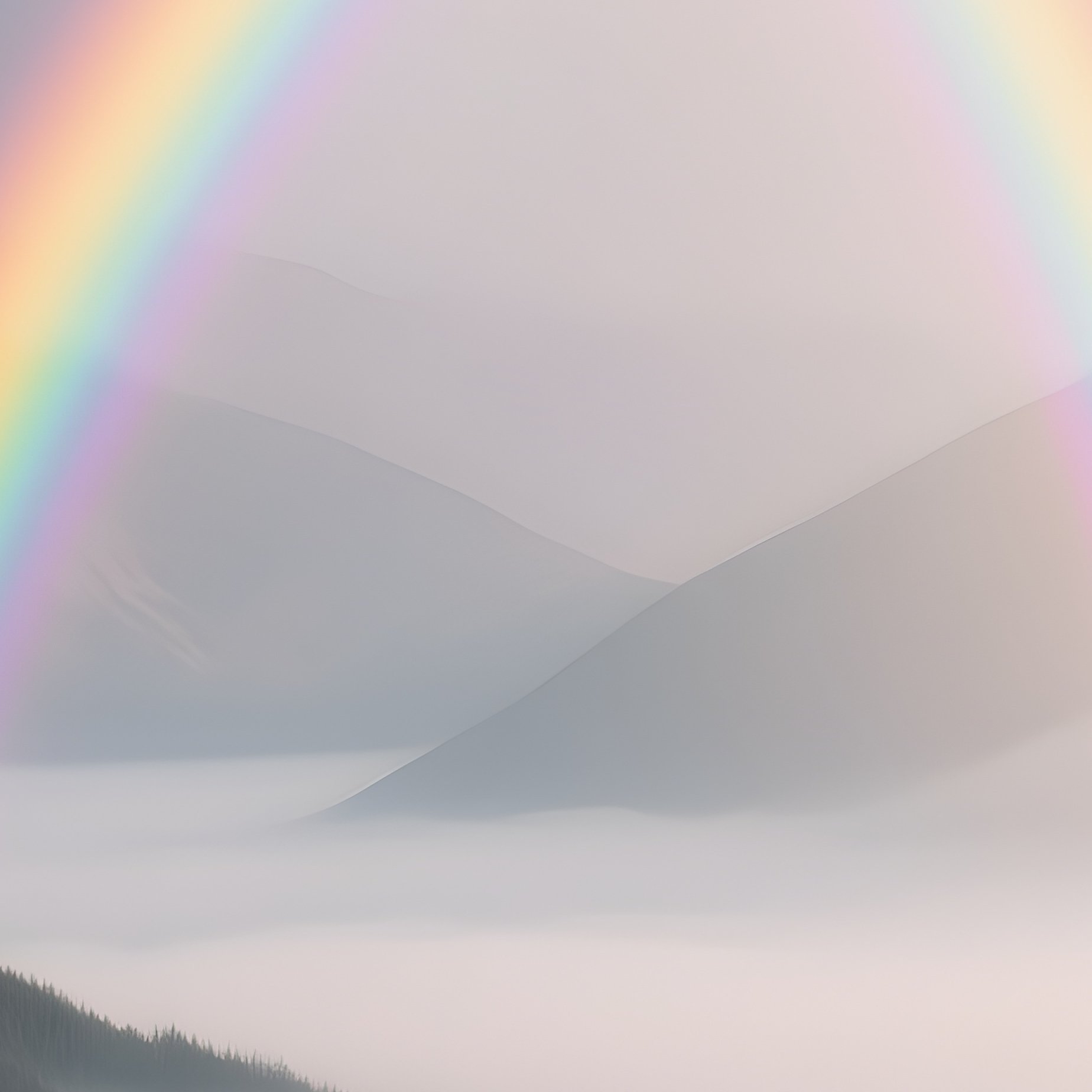 A Rainbow Shining Across A Still Mountain Fog Layer - Full Resolution Quality Preview