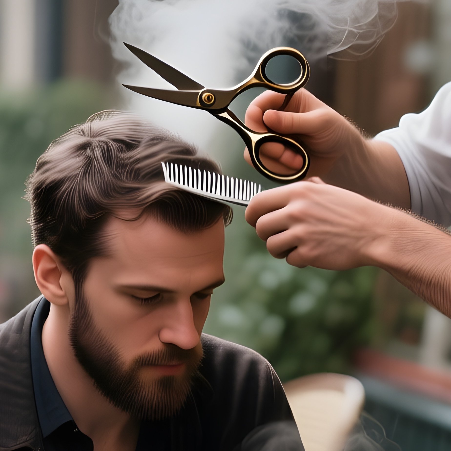 A Rainy Afternoon In A Small European Café, Patrons Sipping Coffee; A Man At A Corner Table Gets A - Full Resolution Quality Preview