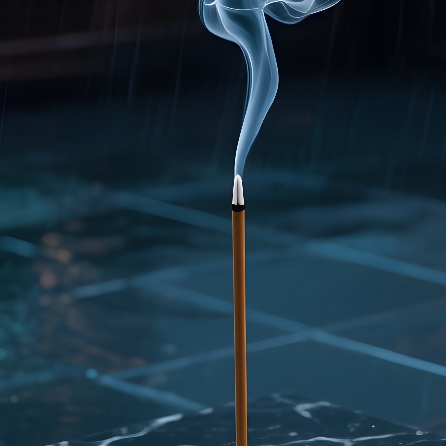 A Rainy City Rooftop Altar At Night, Neon Reflections On Wet Tiles, A Sleek Black Marble Slab - Full Resolution Quality Preview