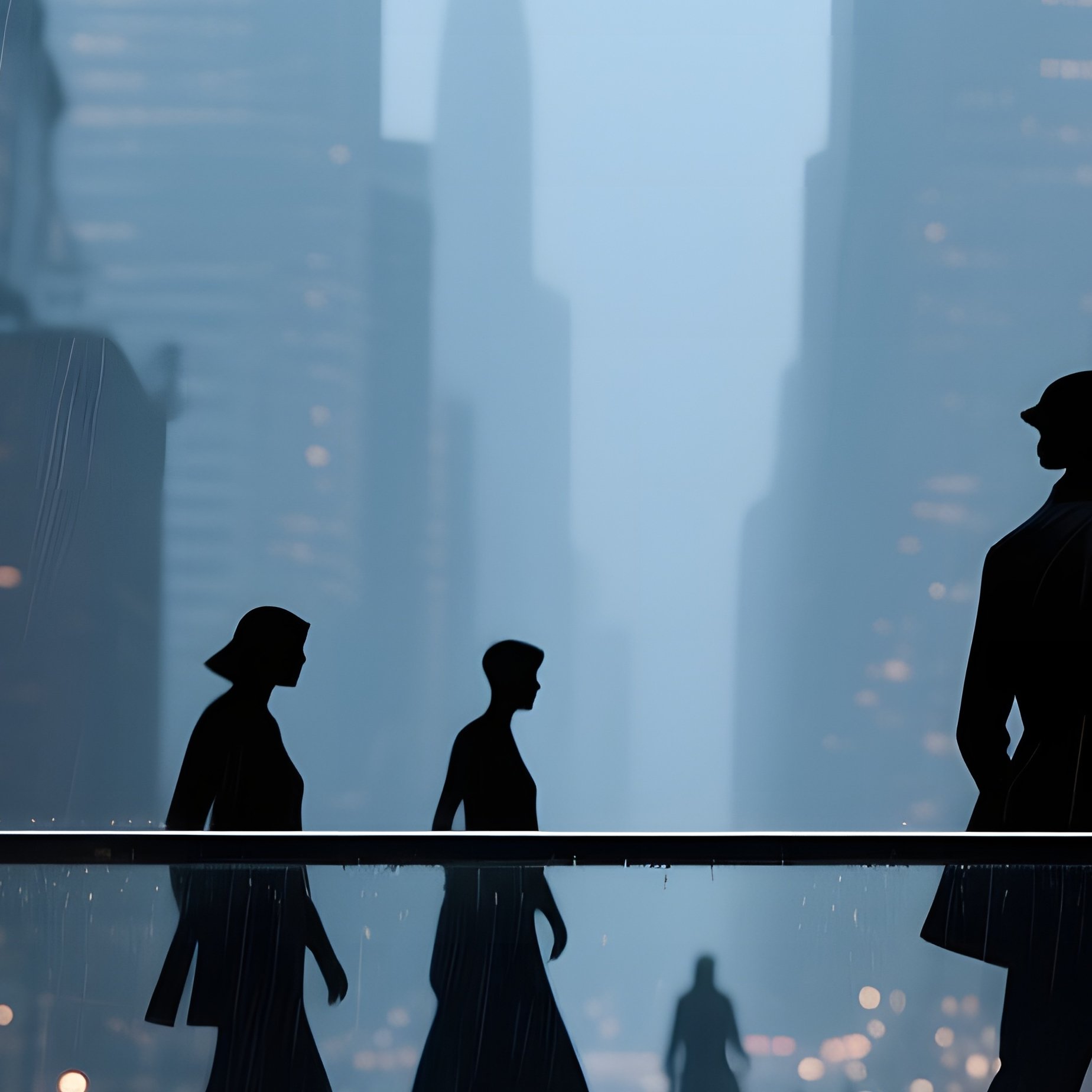 A Rainy Evening Cityscape Viewed From A Glass Balcony, Where Sleek Rain‑Slicked Furniture Glistens - Full Resolution Quality Preview