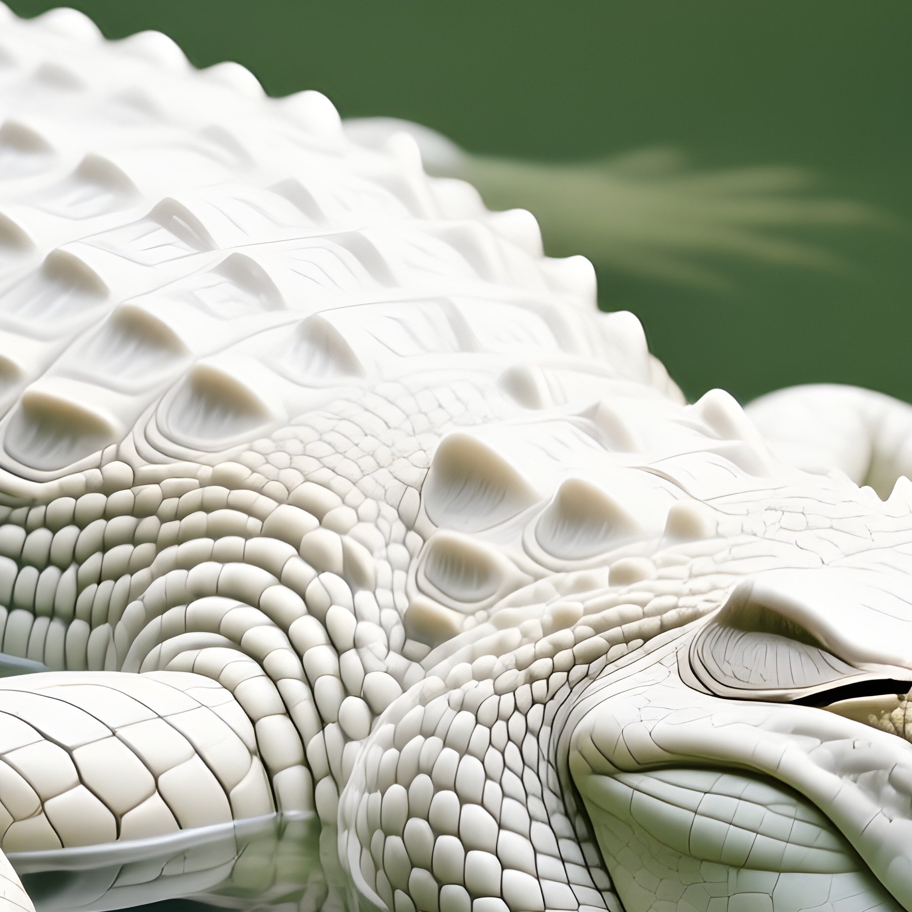 A Rare Albino Crocodile Resting In Still Green Water. - Full Resolution Quality Preview