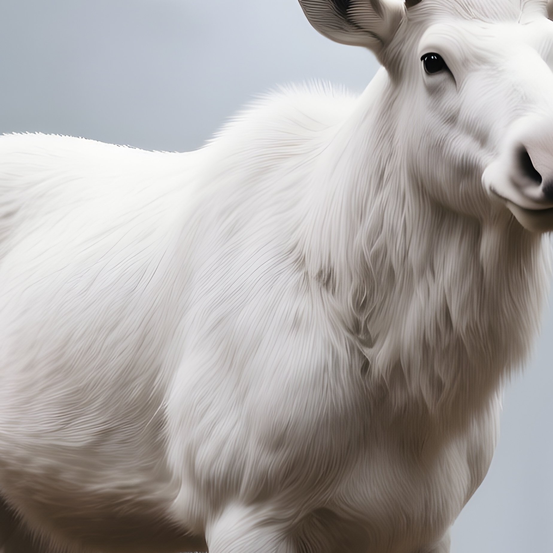 A Rare Albino Moose Standing In A Forest Clearing. - Full Resolution Quality Preview