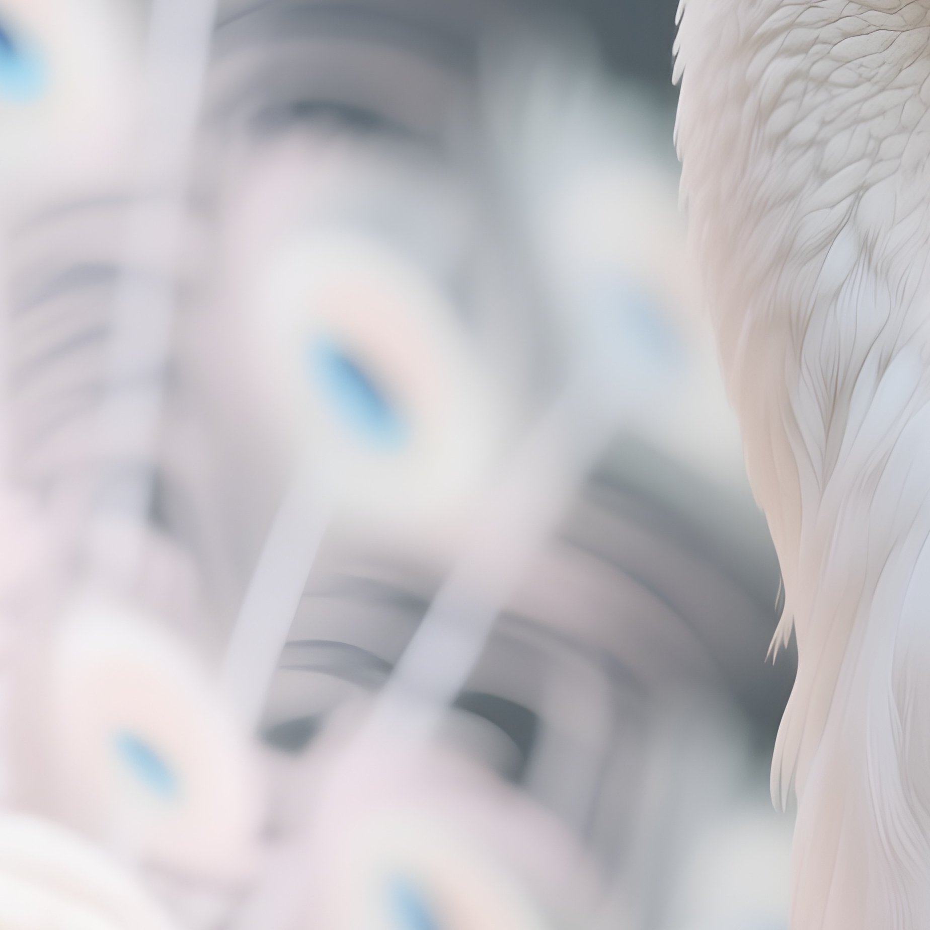 A Rare Albino Peacock Displaying Faint Pastel Feathers. - Full Resolution Quality Preview