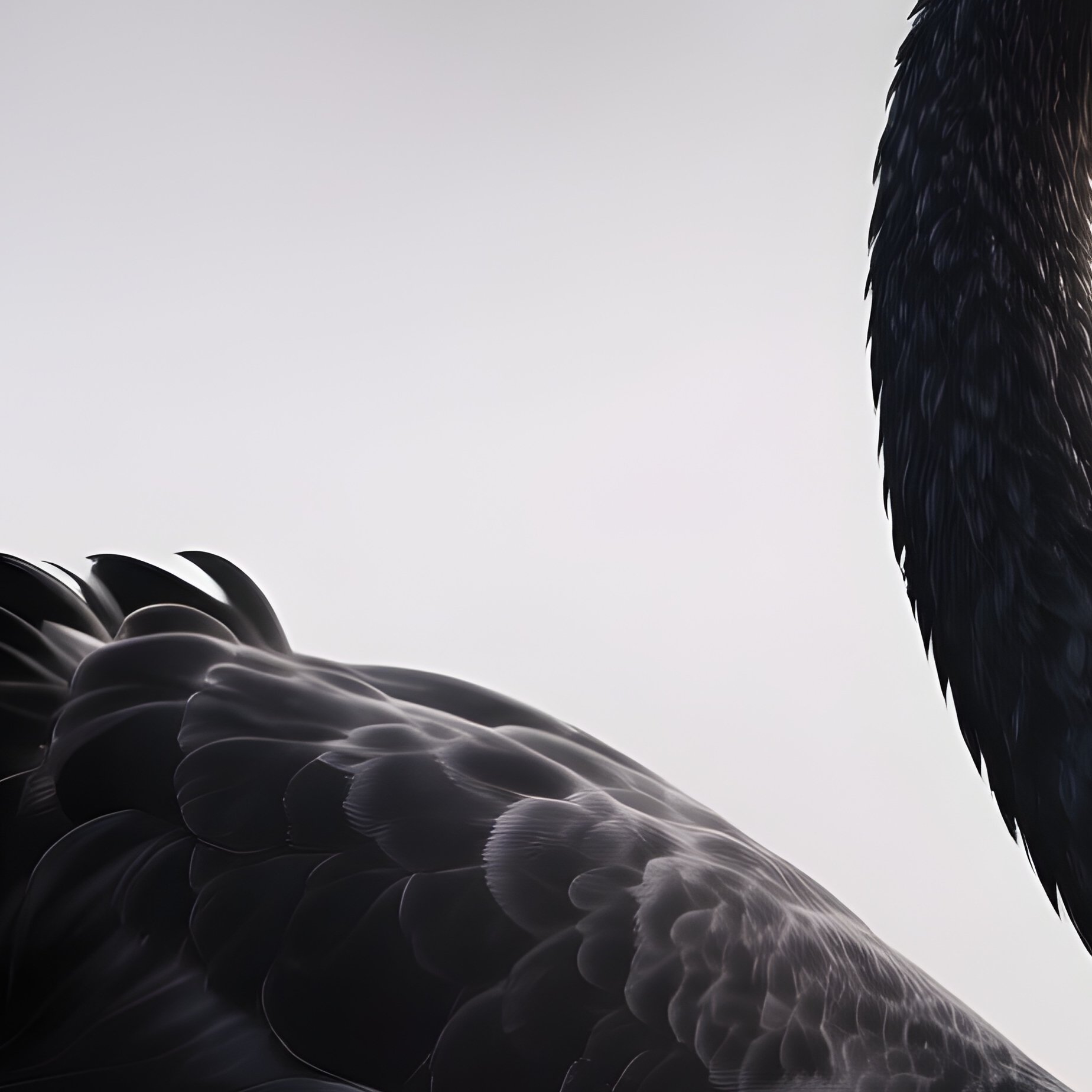 A Rare Black Swan Gliding Across Early Morning Mist. - Full Resolution Quality Preview