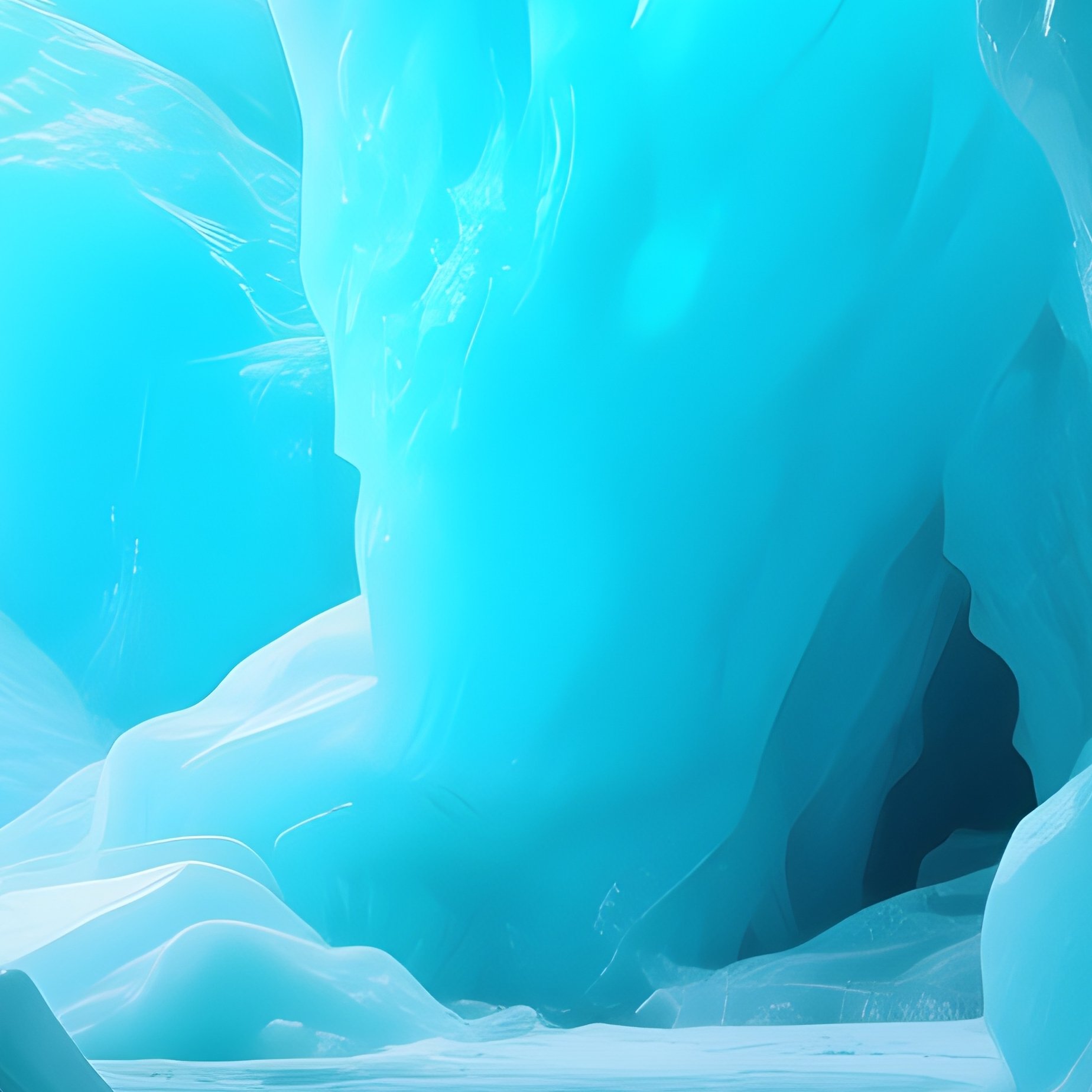 A Rare Blue Glacier Ice Cave Reflecting Turquoise Light. - Full Resolution Quality Preview
