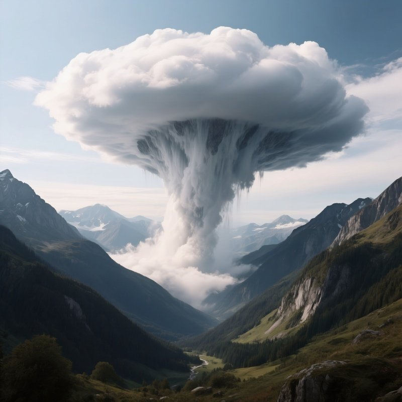 A Rare Cloud Inversion Spilling Into A Mountain Valley.