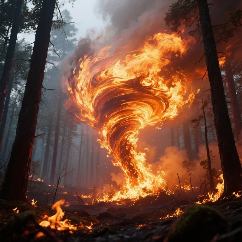 A Rare Fire Whirl Forming In A Forest Blaze.