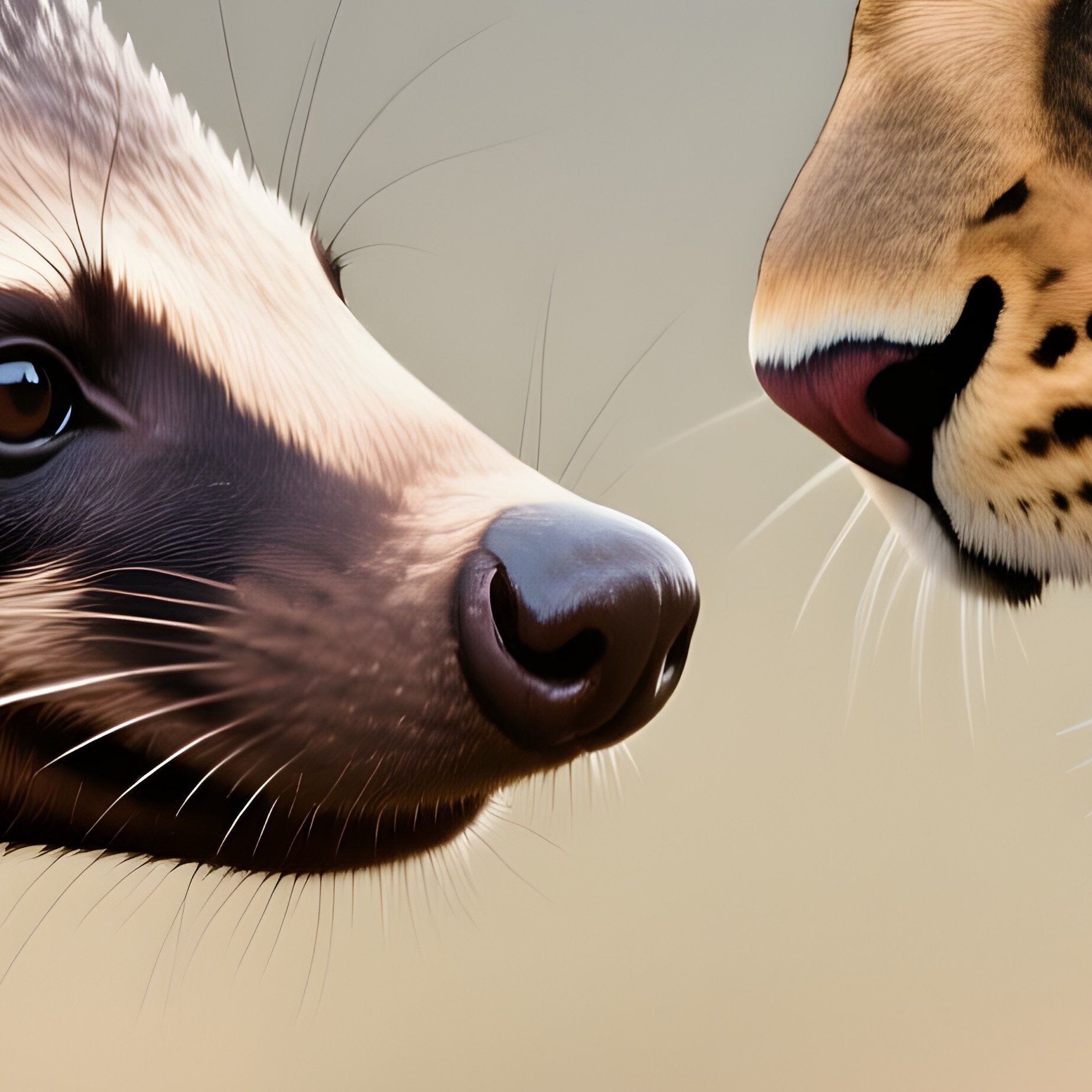 A Rare Honey Badger Facing Off Against A Leopard. - Full Resolution Quality Preview