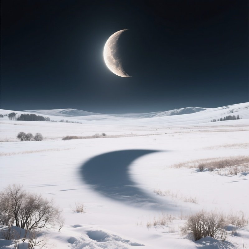 A Rare Lunar Eclipse Shadow Moving Across Snow Fields.