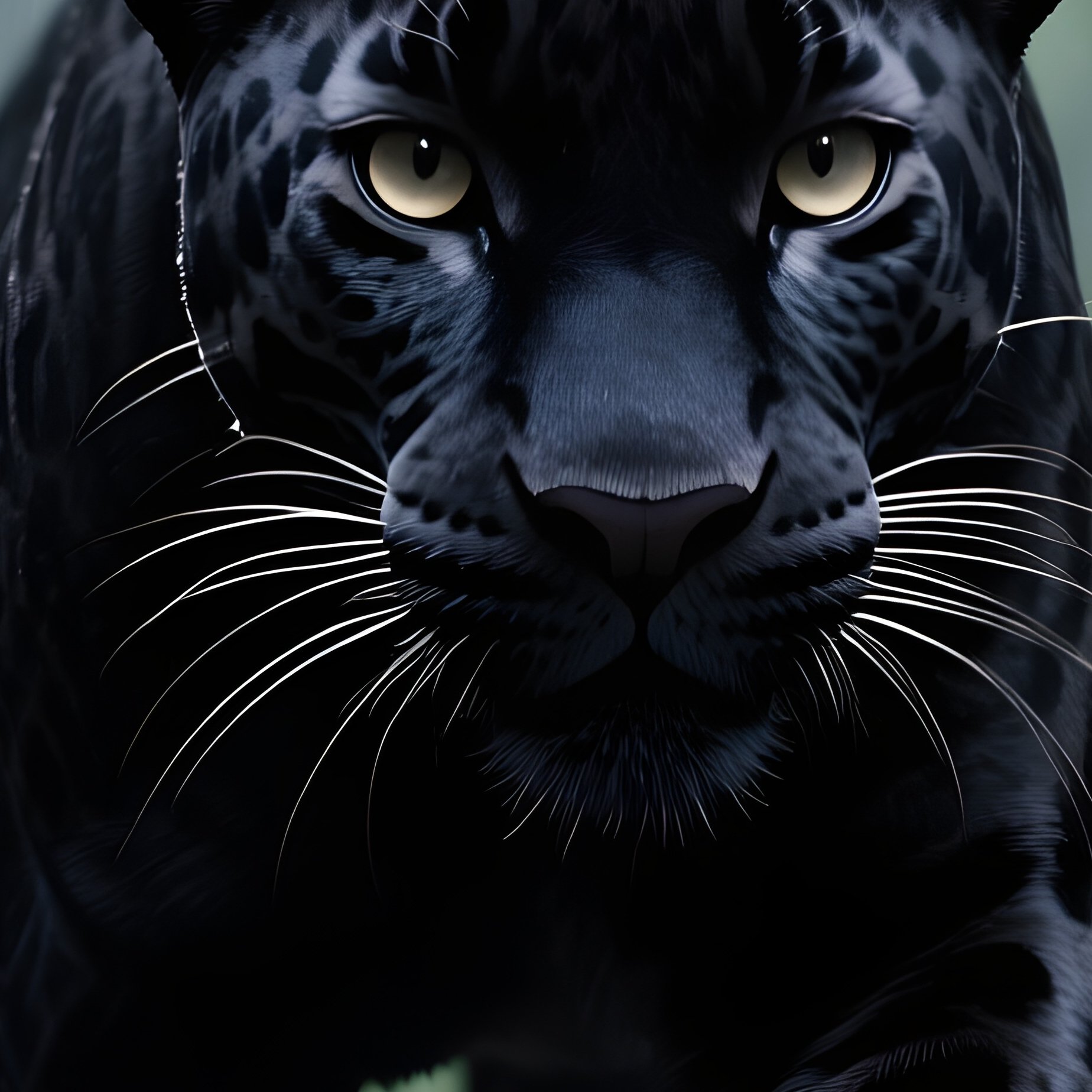 A Rare Melanistic Jaguar Stalking Through Rainforest Shadows. - Full Resolution Quality Preview