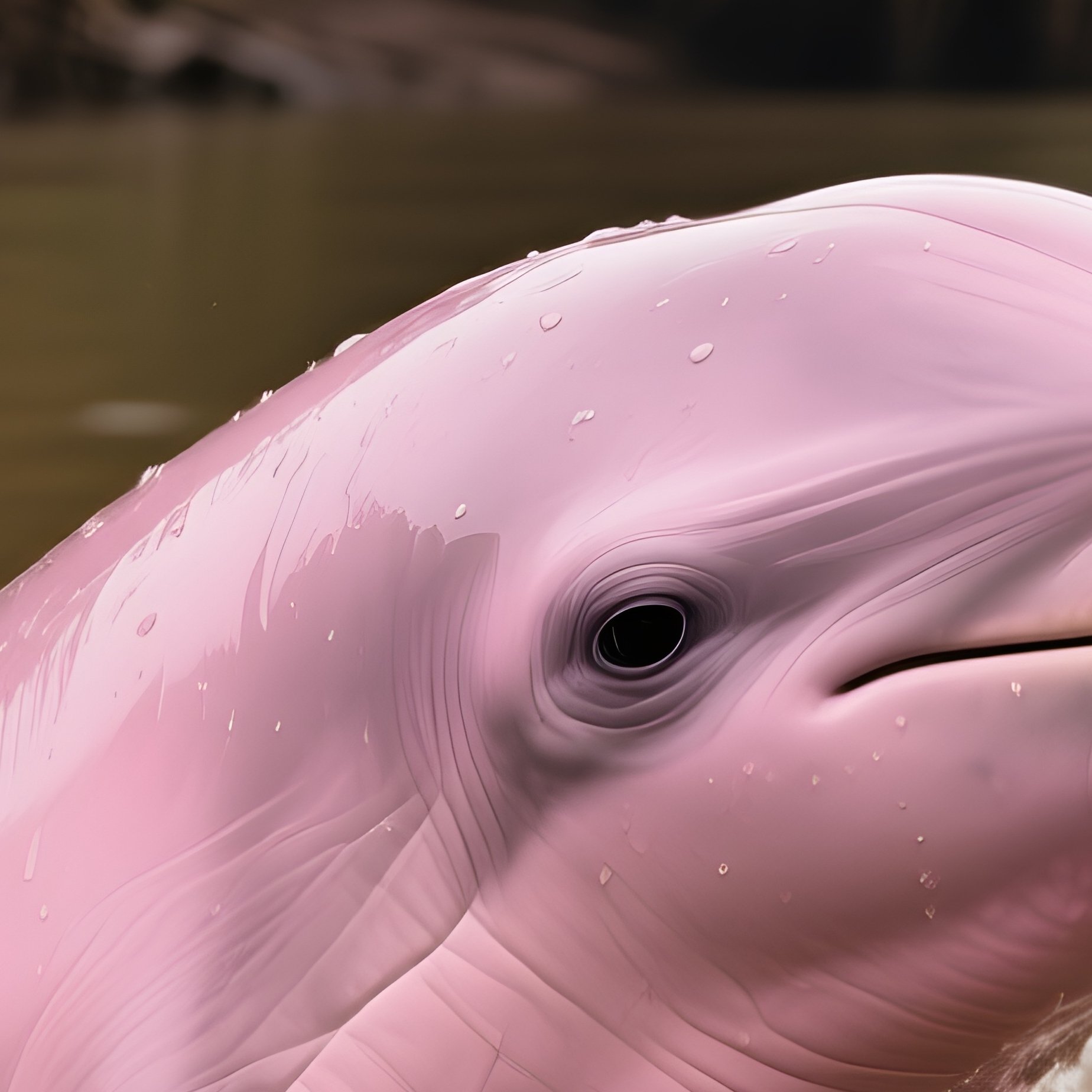 A Rare Pink Dolphin Surfacing In Muddy River Water - Full Resolution Quality Preview